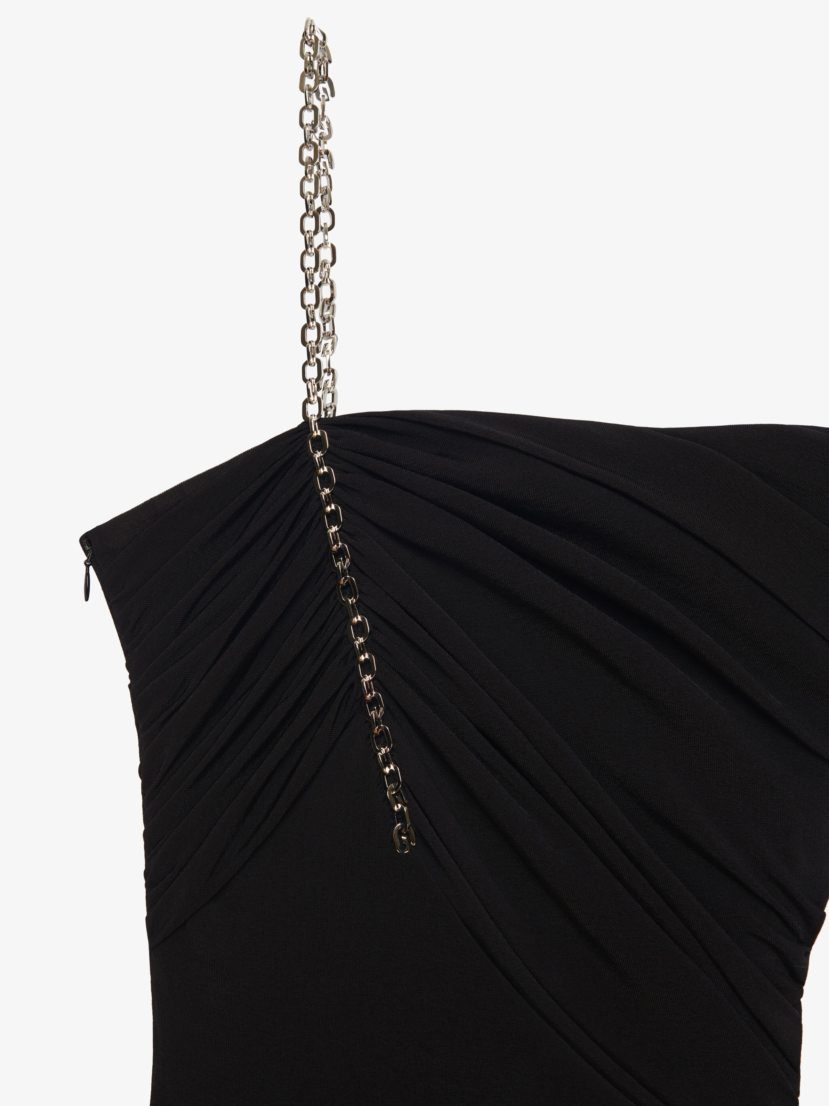 ASYMMETRICAL BUSTIER GOWN WITH G CHAIN STRAP - 5