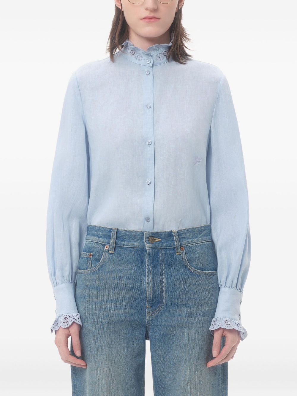 embroidered linen shirt - 3