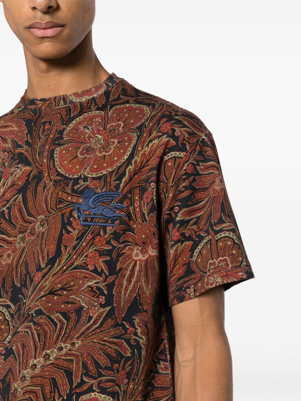 Pegaso-embroidered paisley-print T-shirt - 5