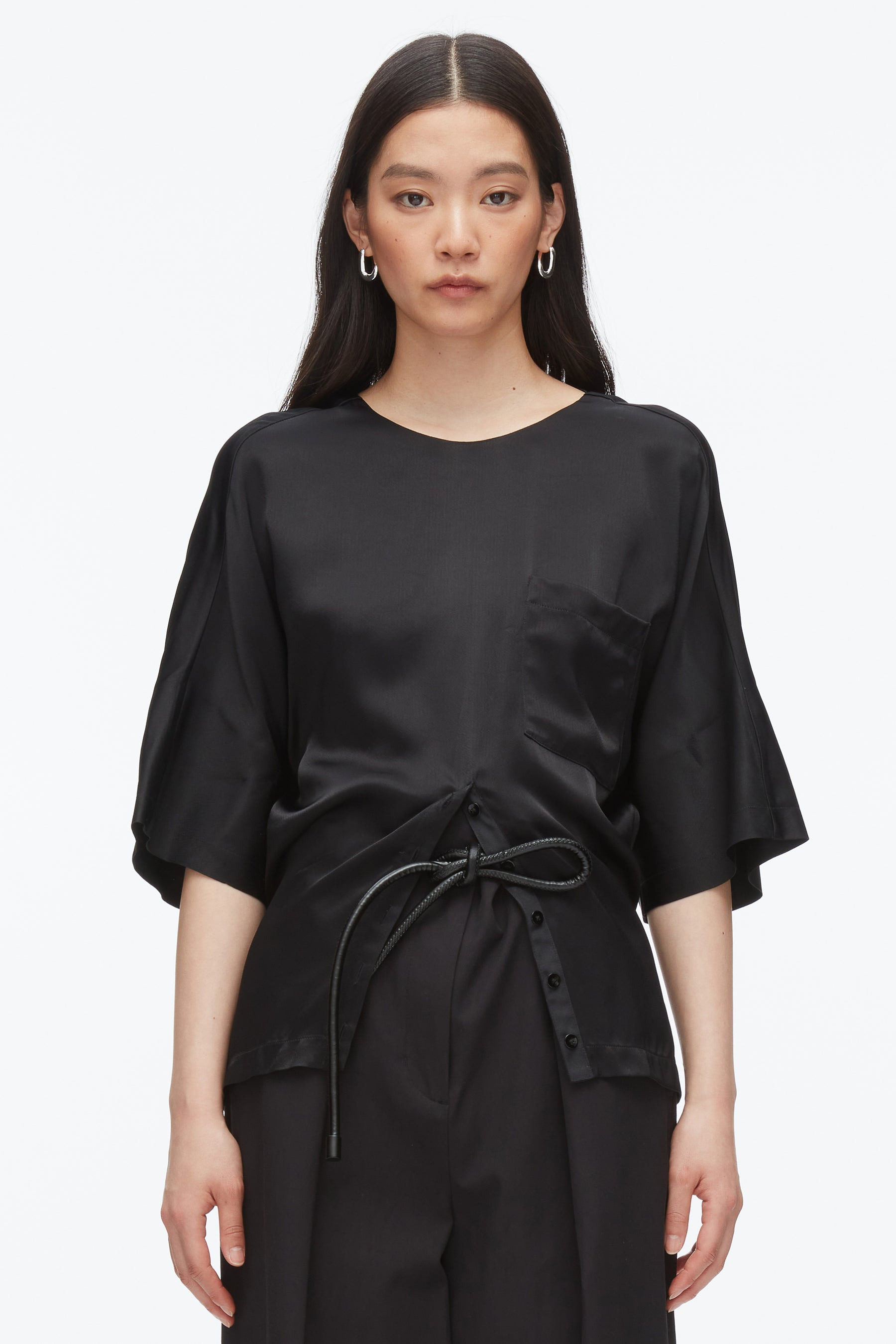 Short Sleeve Top with Button Placket - 3