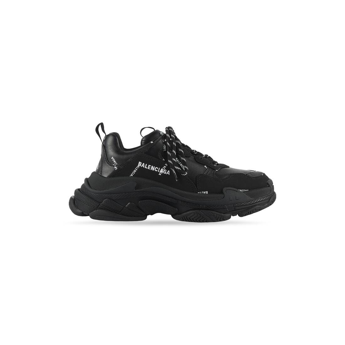 Men's Triple S Sneaker Allover Logo in Black - 1