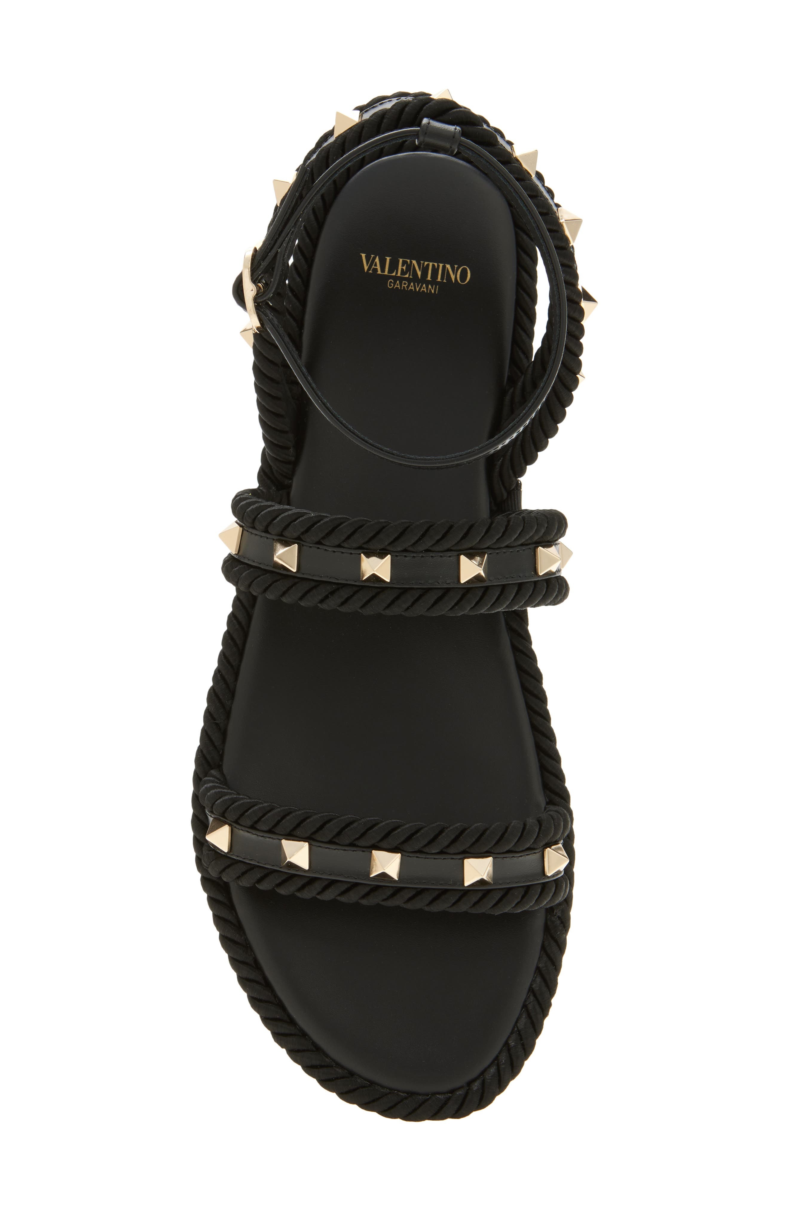 Valentino Garavani Rockstud Ankle Strap Flat Sandal in Black at Nordstrom - 5
