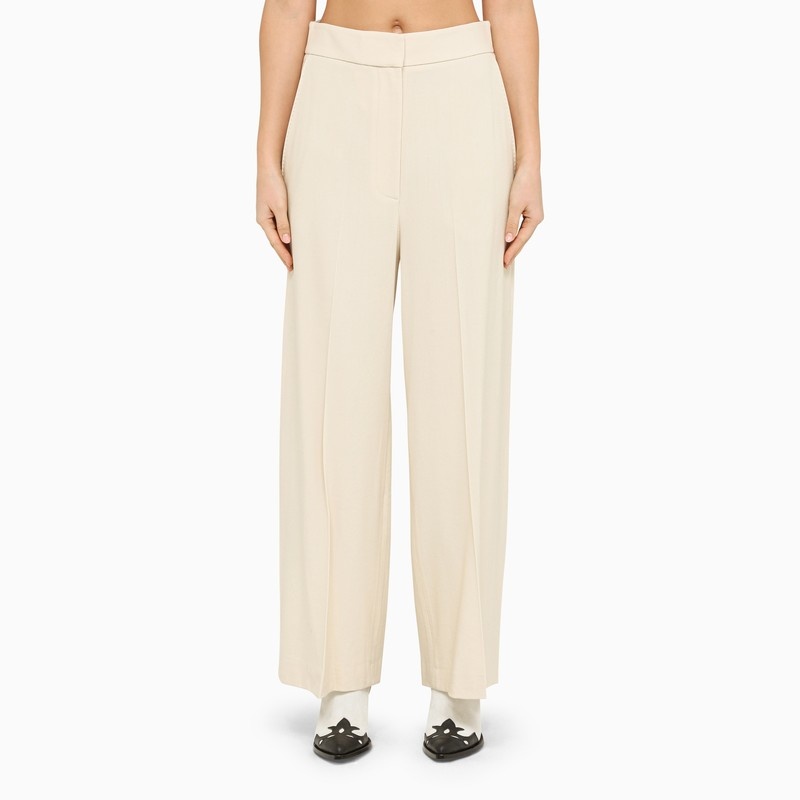 Ivory wool wide trousers - 1