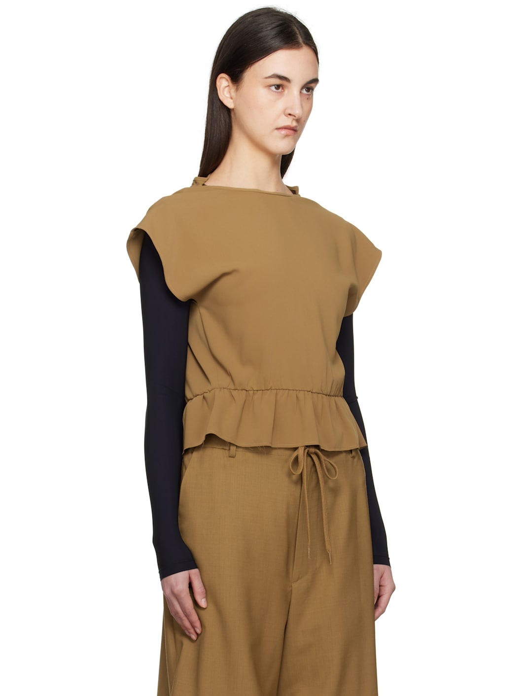 Green Fluid Ruffle Blouse - 2