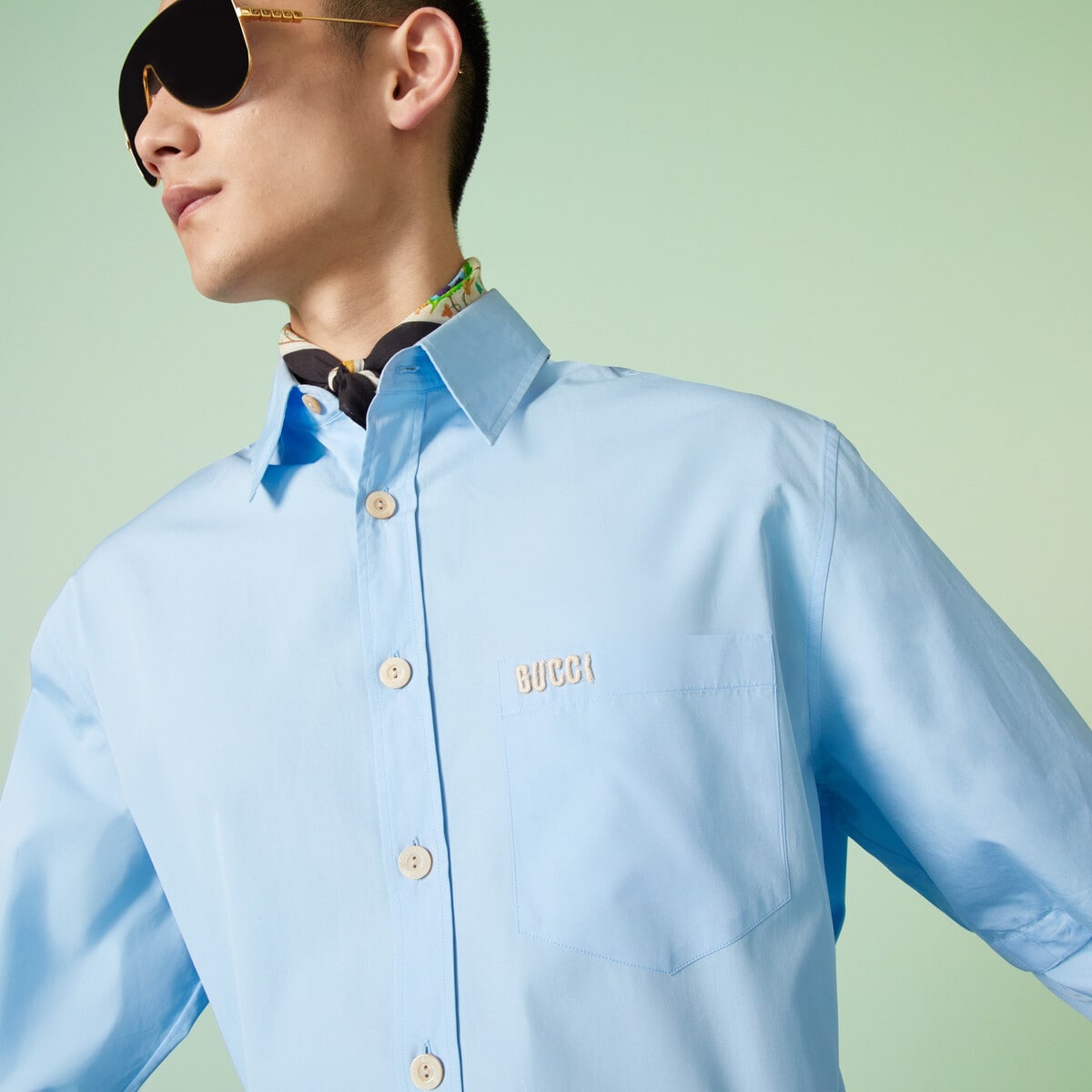 Cotton poplin shirt with embroidery - 3