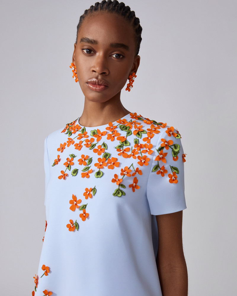 floral-appliqué 미니 드레스 4