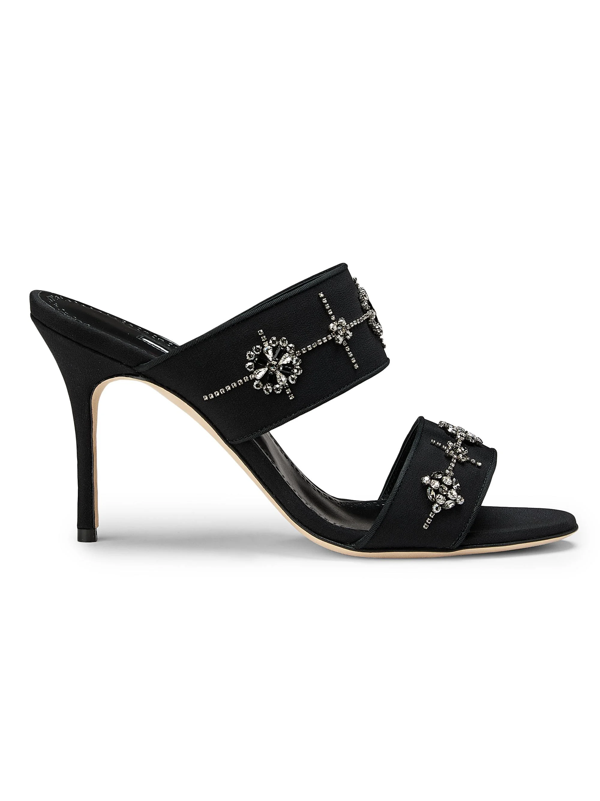 Women's Ralota Crystal-Embellished Silk Sandals - Black - 1