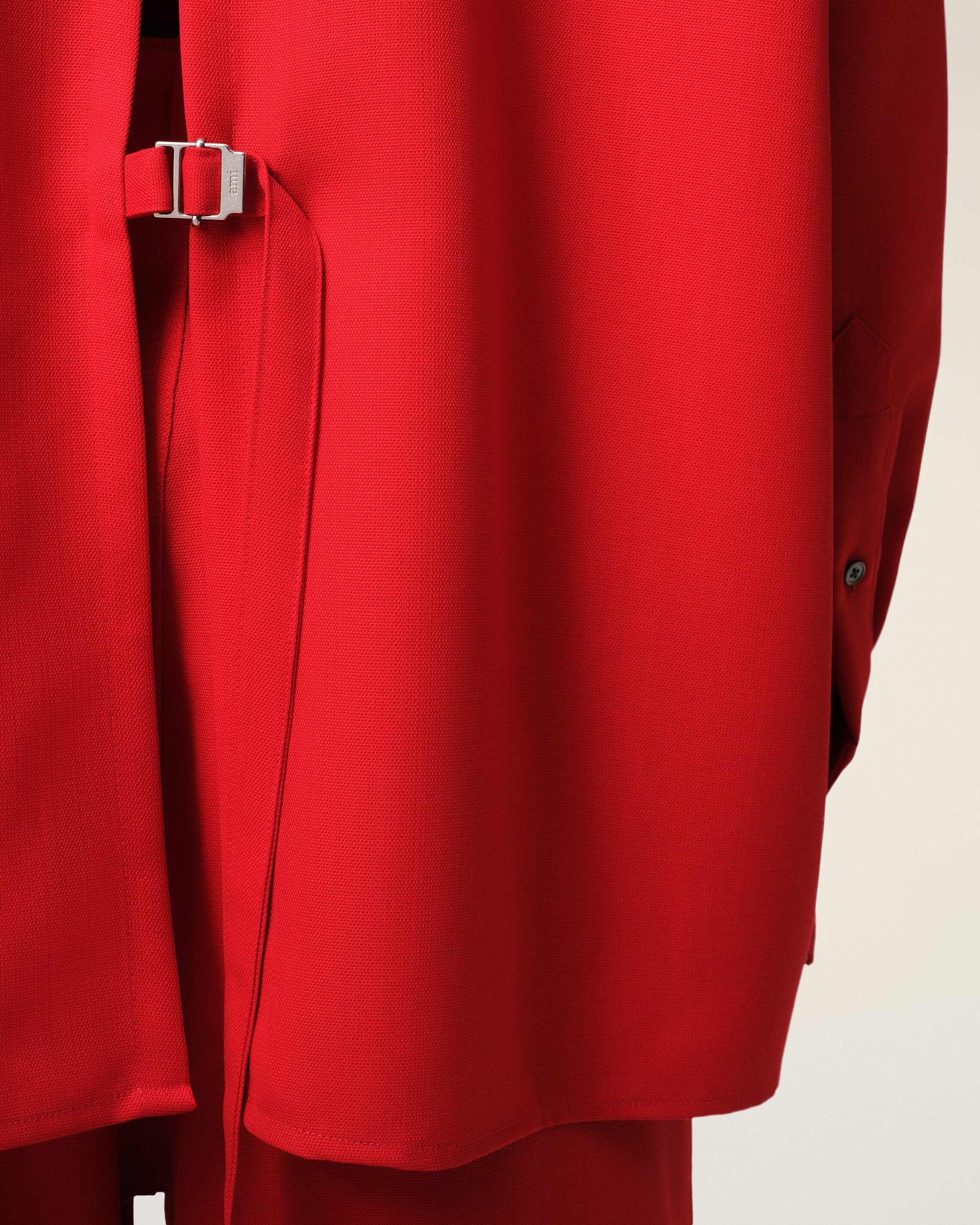 RED WOOL BACK SLIT LOOSE SHIRT - 4