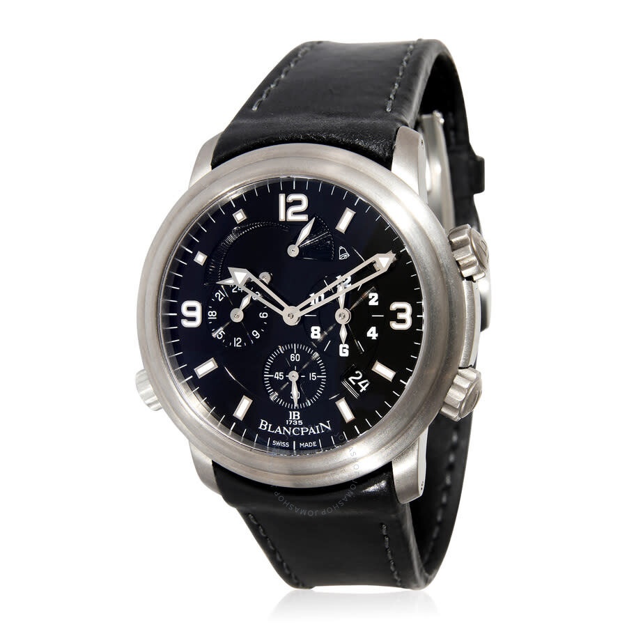 Pre-owned Blancpain Leman GMT GMT Black Dial Men's Watch 2041-1230-63B - 1