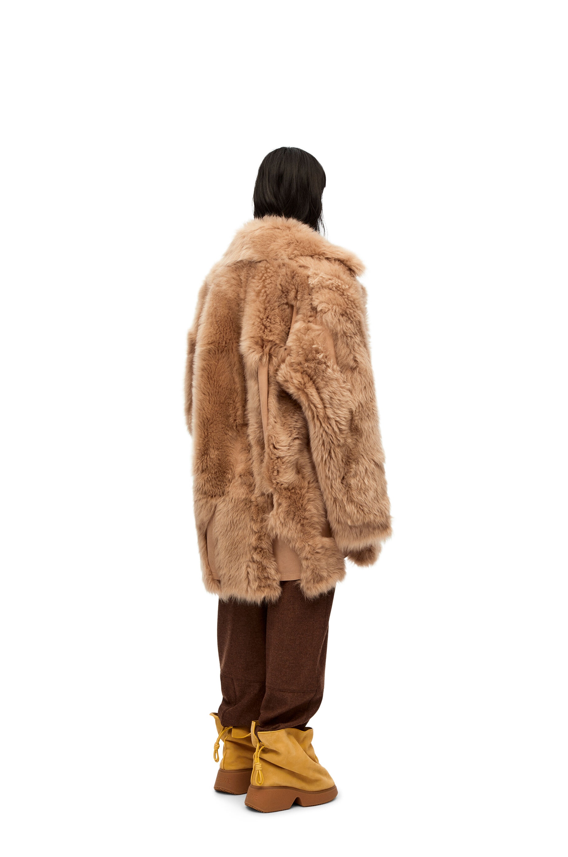 Deconstructed coat in shearling - 3