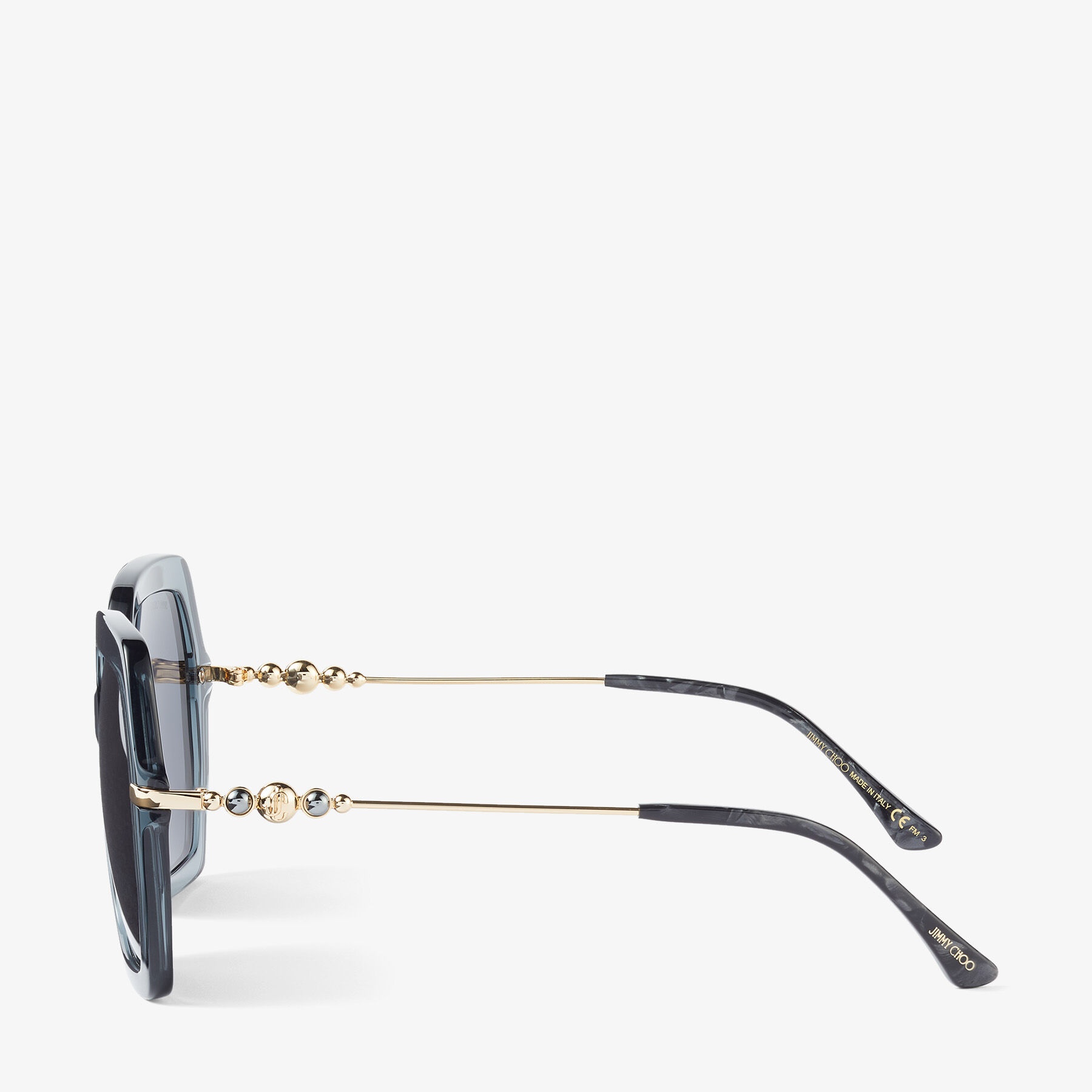 Esther
Grey Square-Frame Sunglasses with Pearls - 2