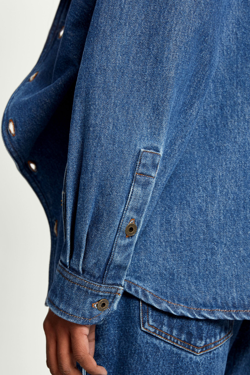 Classic Button Panel Denim Shirt 8