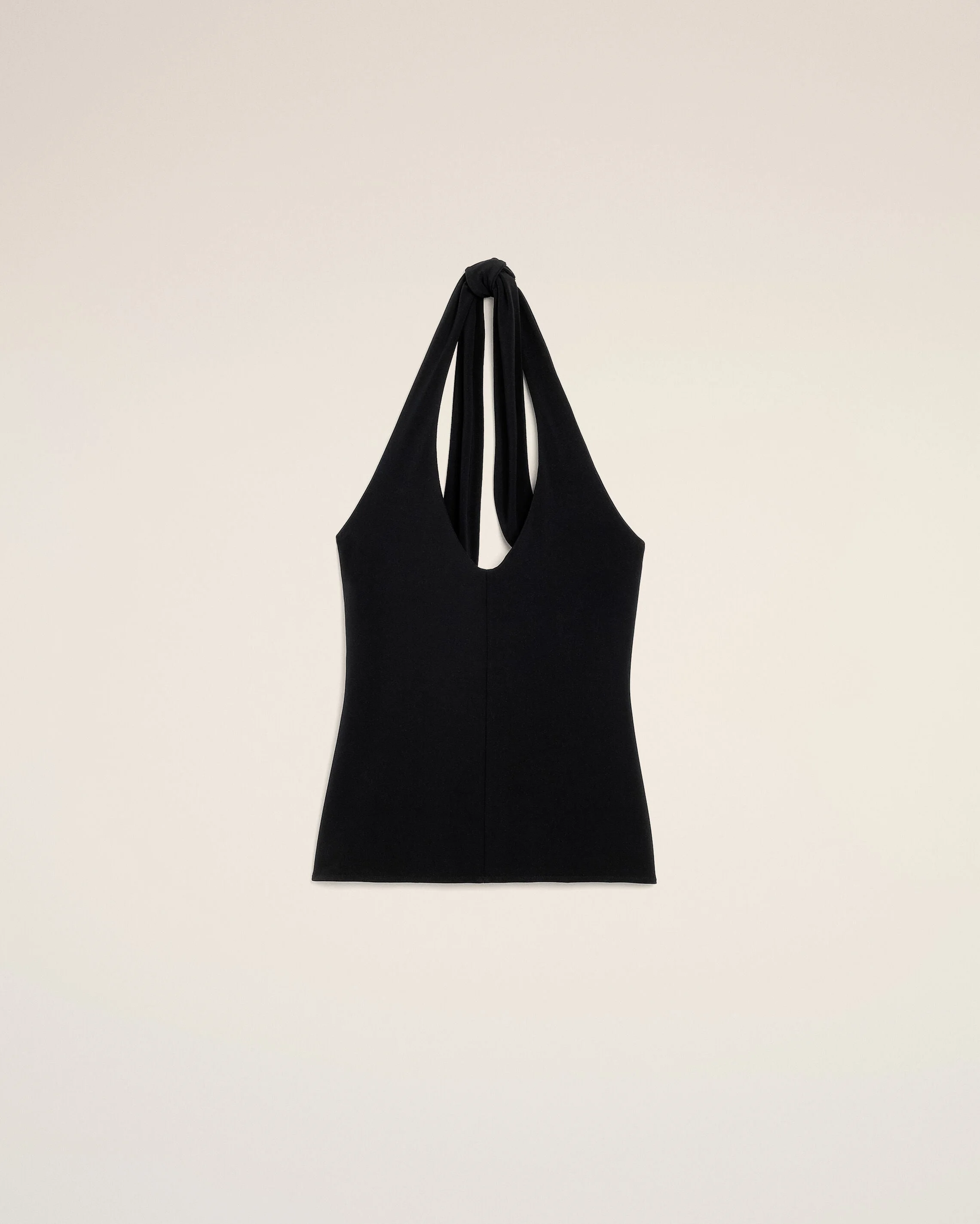 BLACK BACKLESS JERSEY TOP - 1