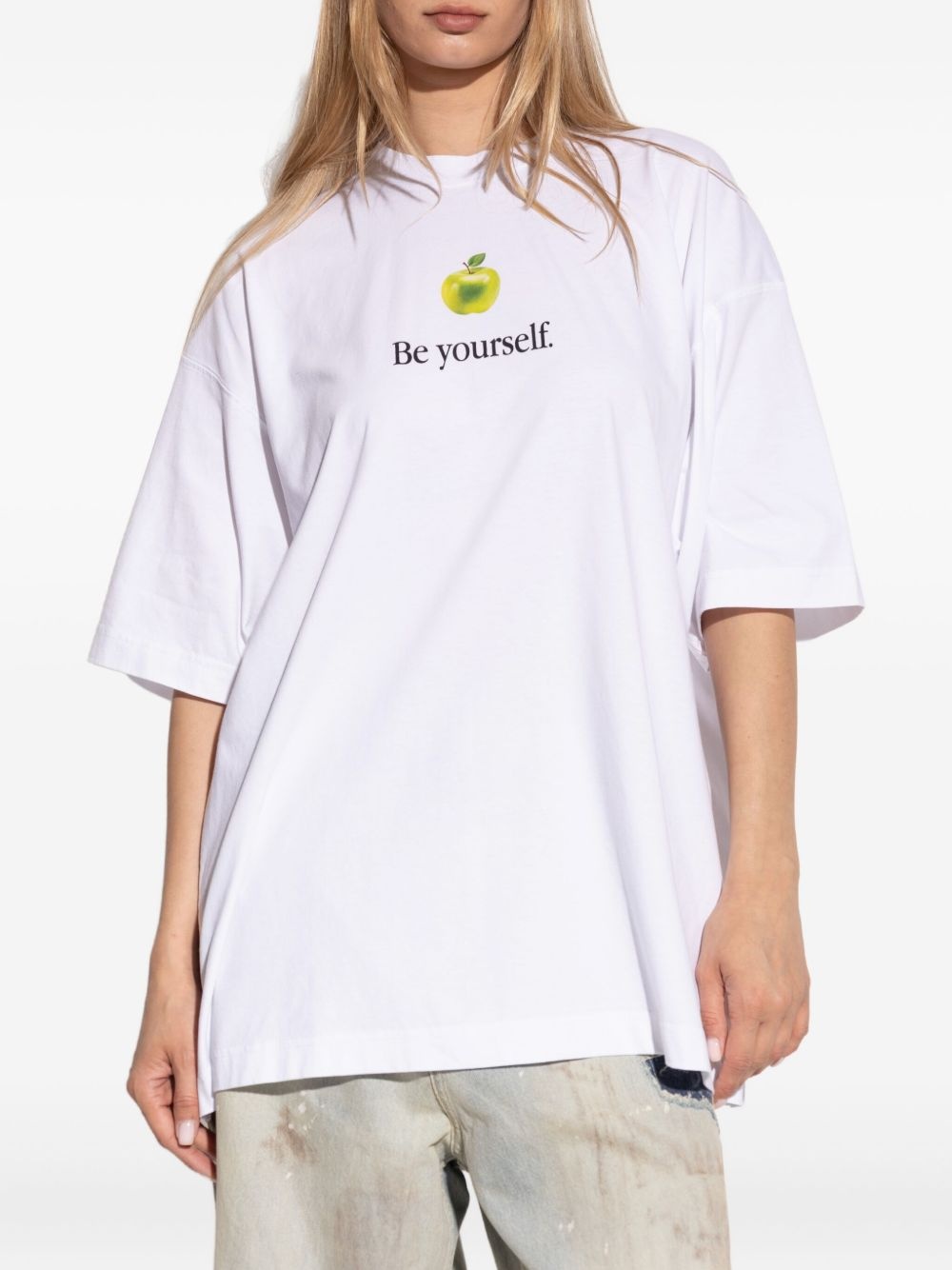 apple-print T-shirt - 4