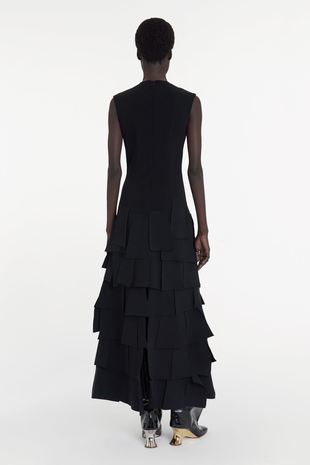 SLEEVELESS DRESS WITH LASER CUT ELEMENTS BLACK - 5