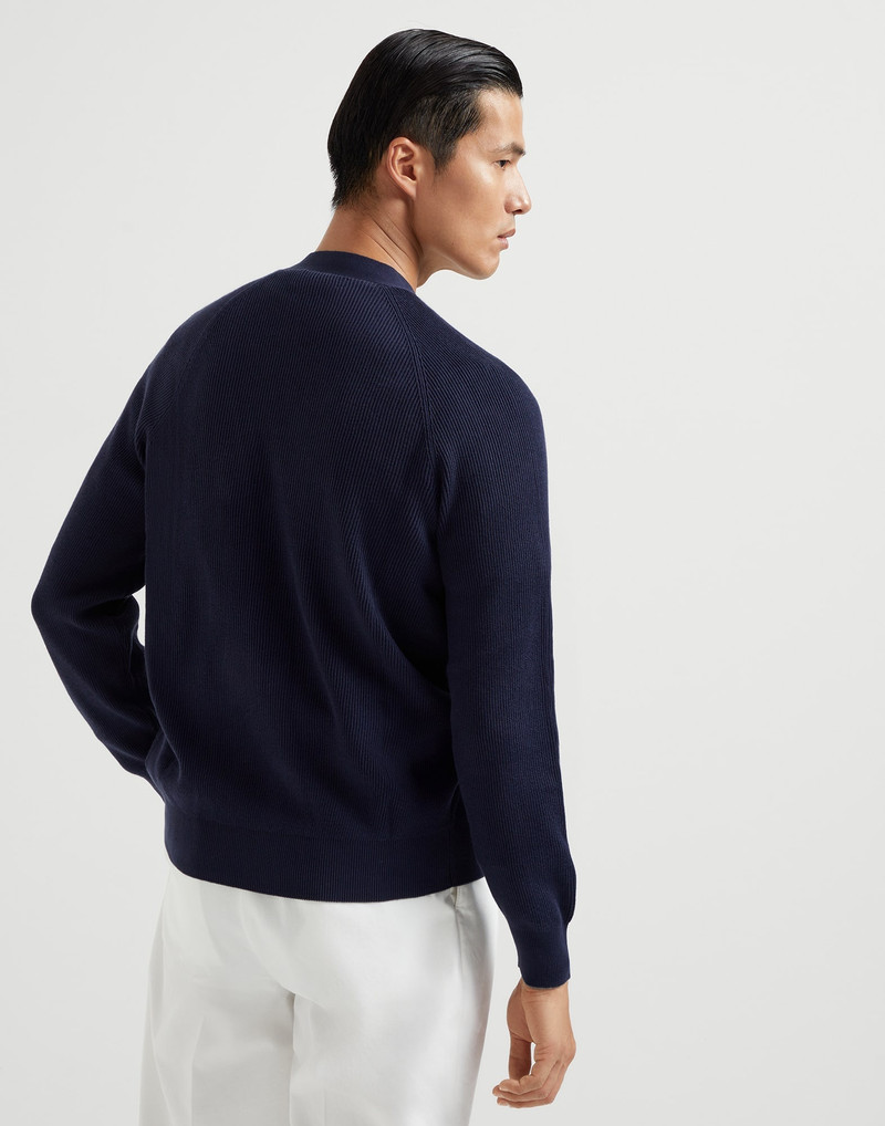 Brunello Cucinelli Cotton English rib cardigan with raglan sleeves outlook