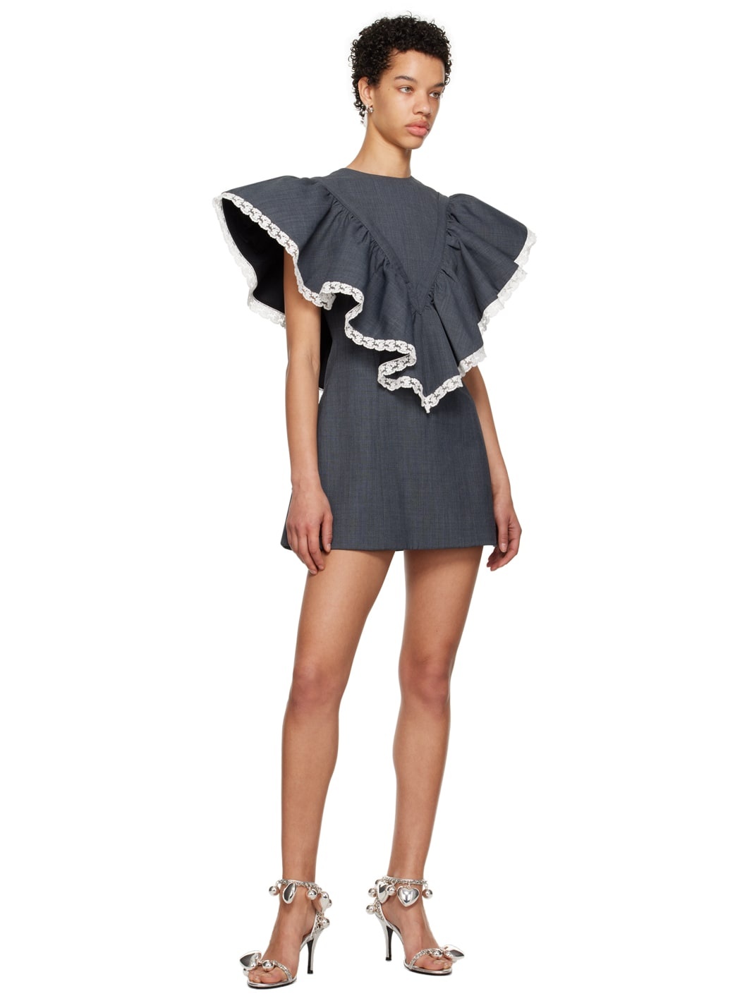 SSENSE Work Capsule – Gray Giant Ruffle Mini Dress - 4