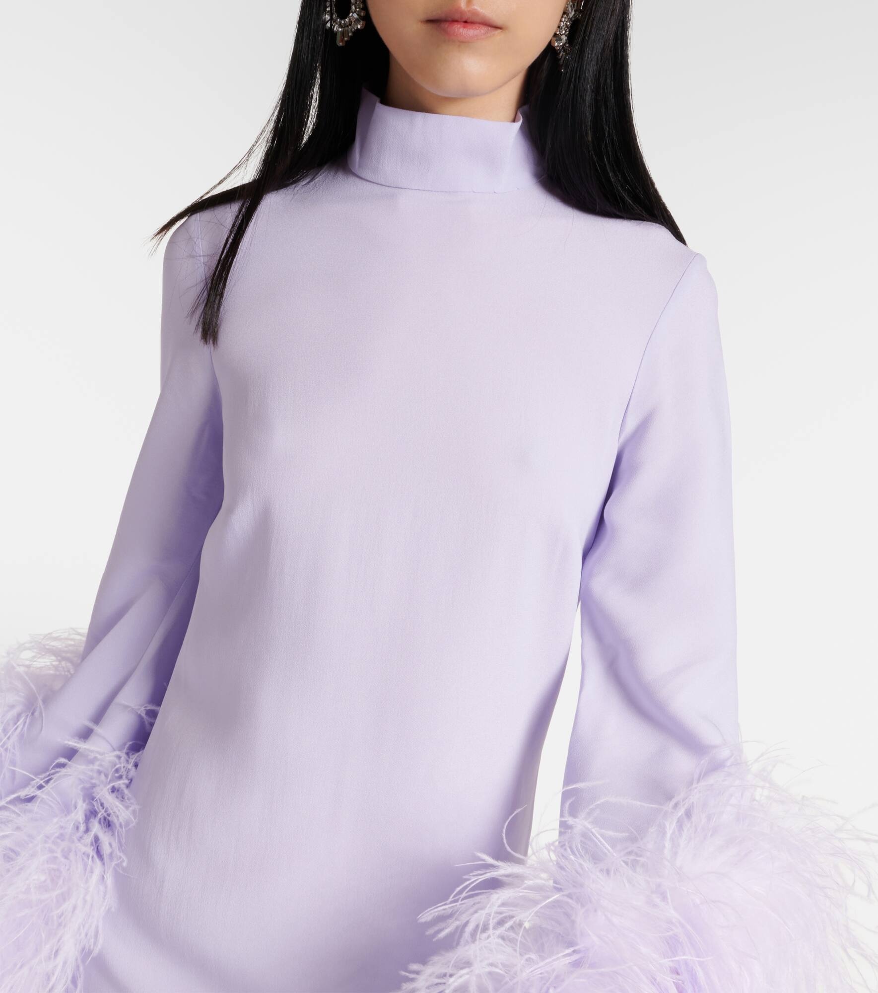 Del Rio feather-trimmed crêpe midi dress - 4