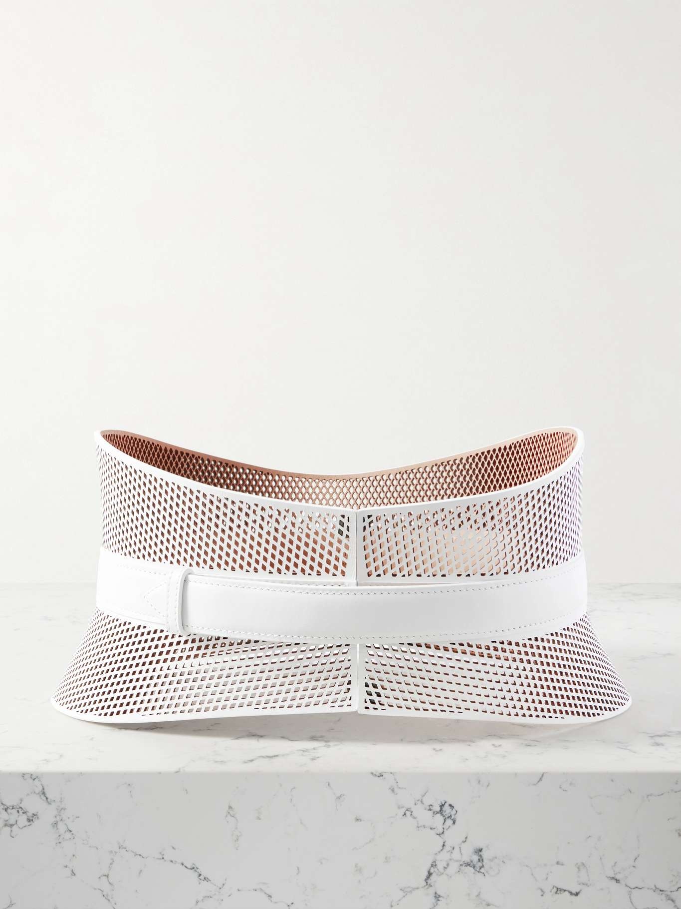 Neo Bustier laser-cut leather belt White - 1