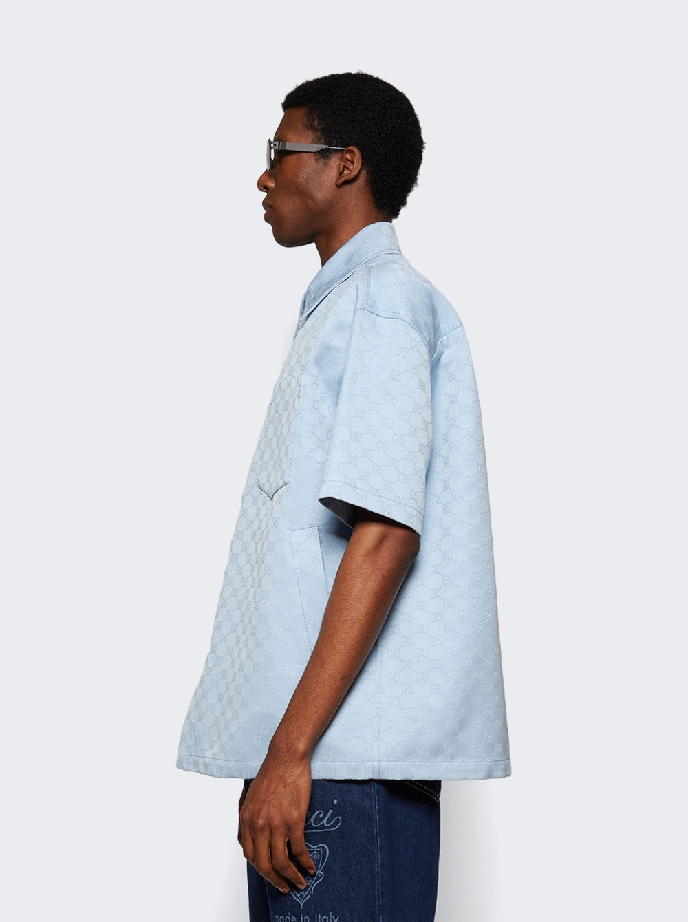 Double Gg Oversize Work Shirt Midnight Blue - 3