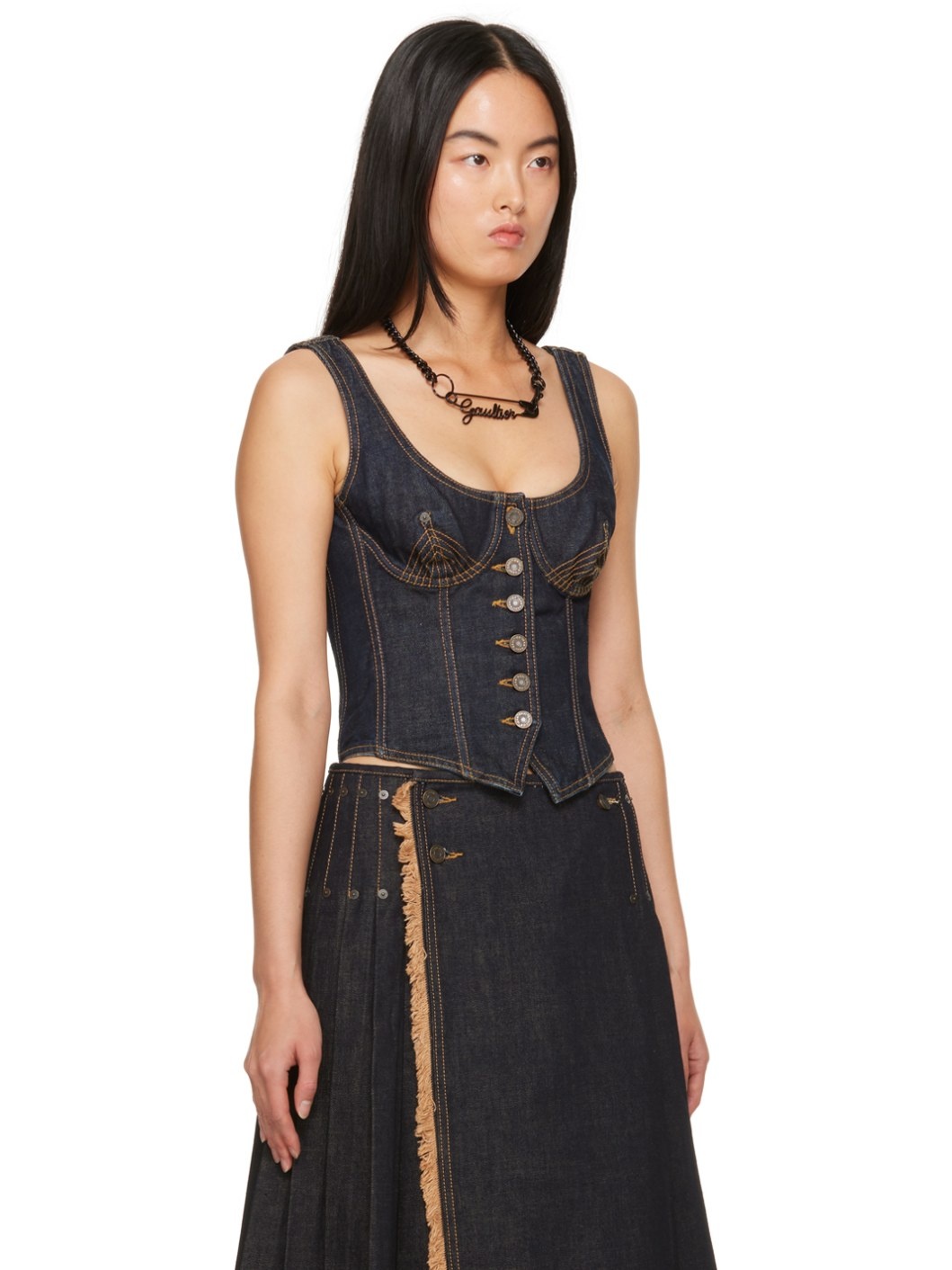 Indigo Button Denim Tank Top - 2