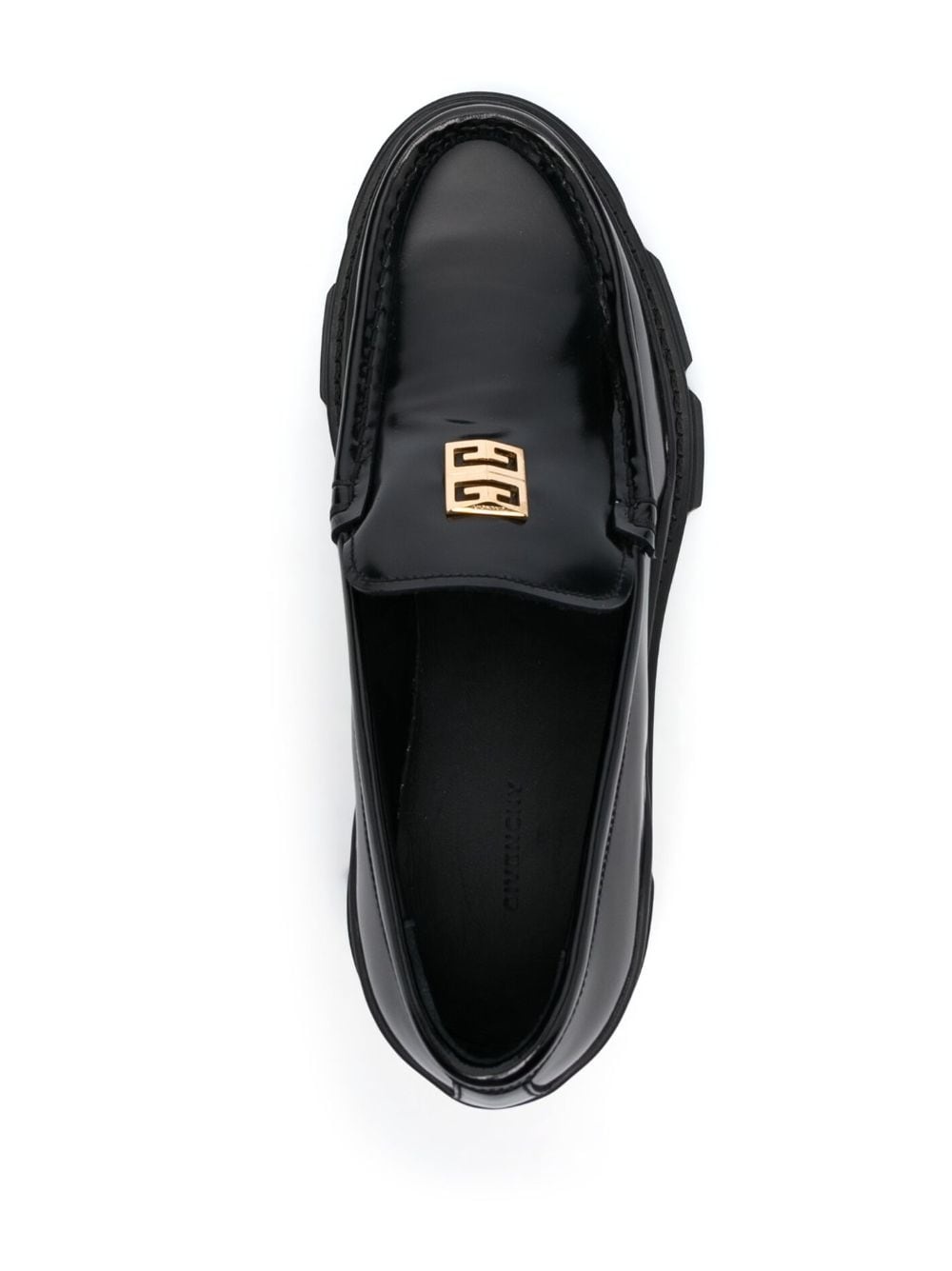logo-plaque leather loafers - 4