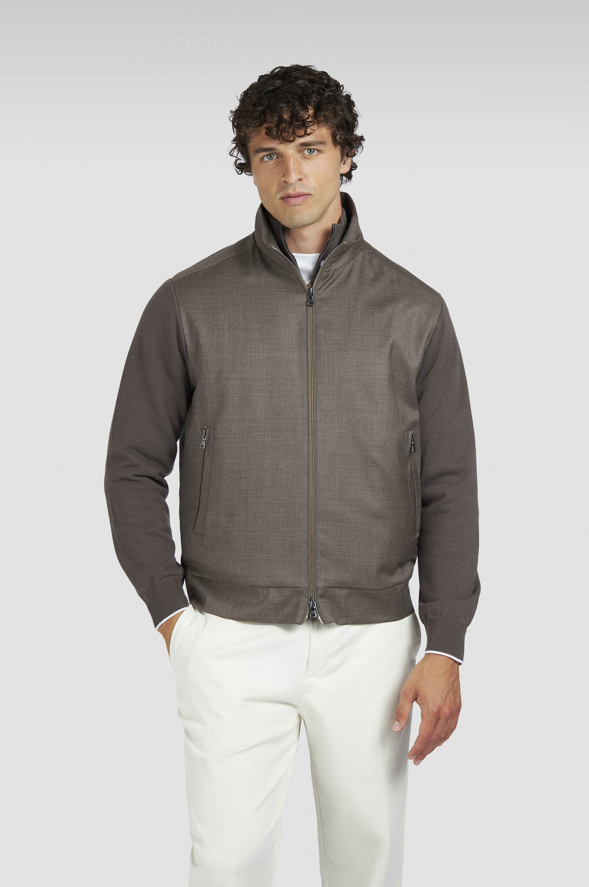 MERINO WOOL HYBRID ZIP-UP CARDIGAN - 8
