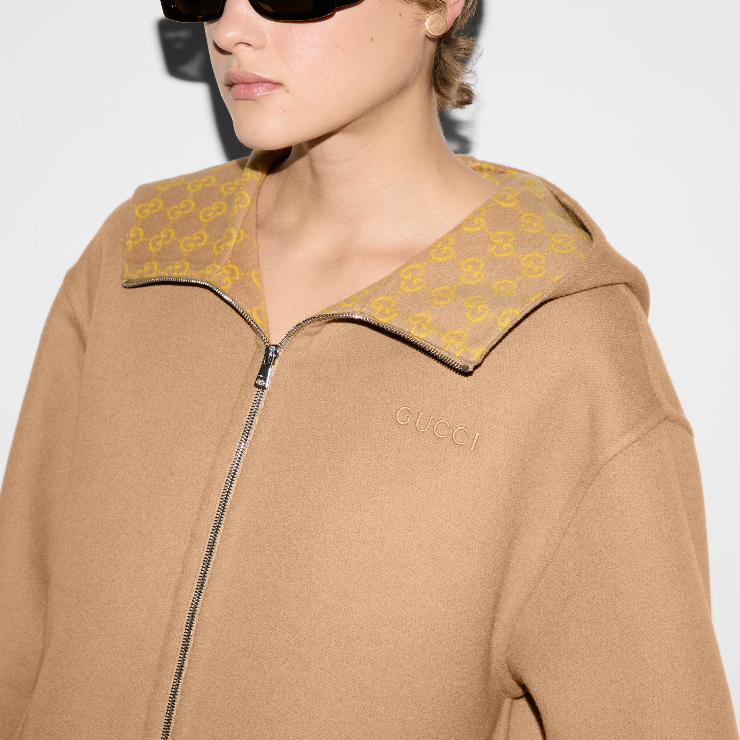 Embroidered wool and silk hooded jacket - 5
