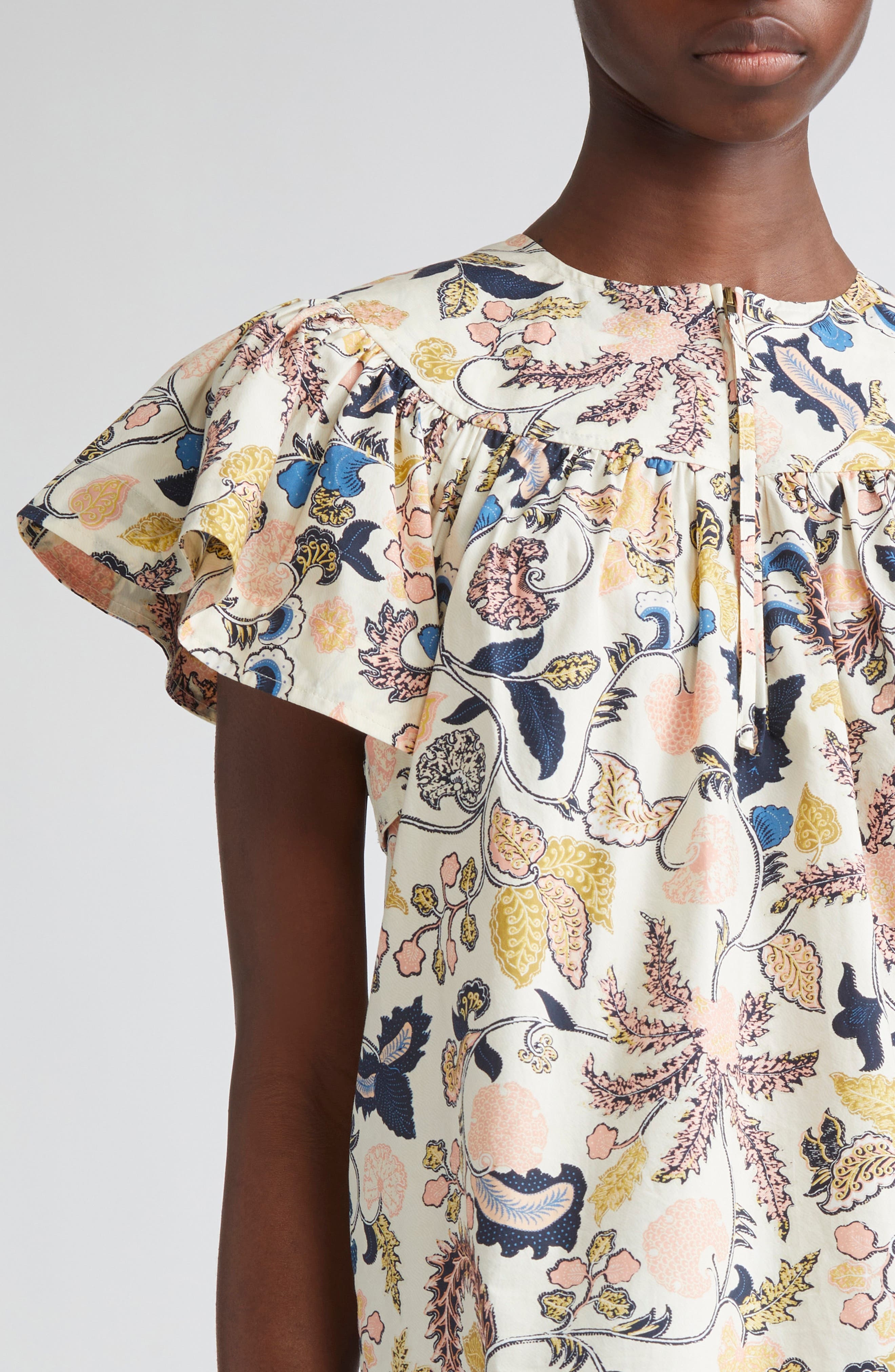 Ulla Johnson Perline Flutter Sleeve Top in Magnolia at Nordstrom - 4