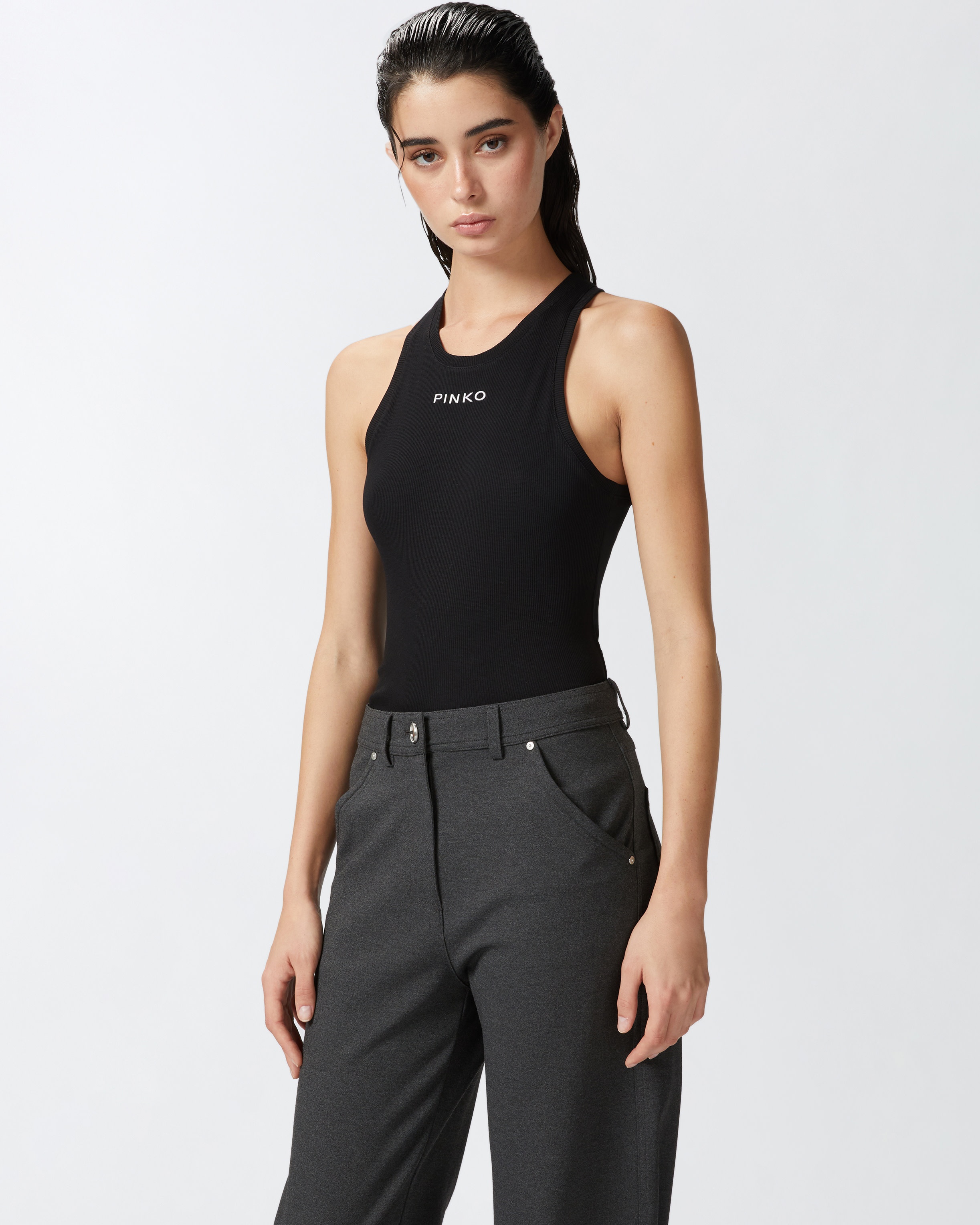 RIBBED CAMISOLE TOP WITH LOGO - 2