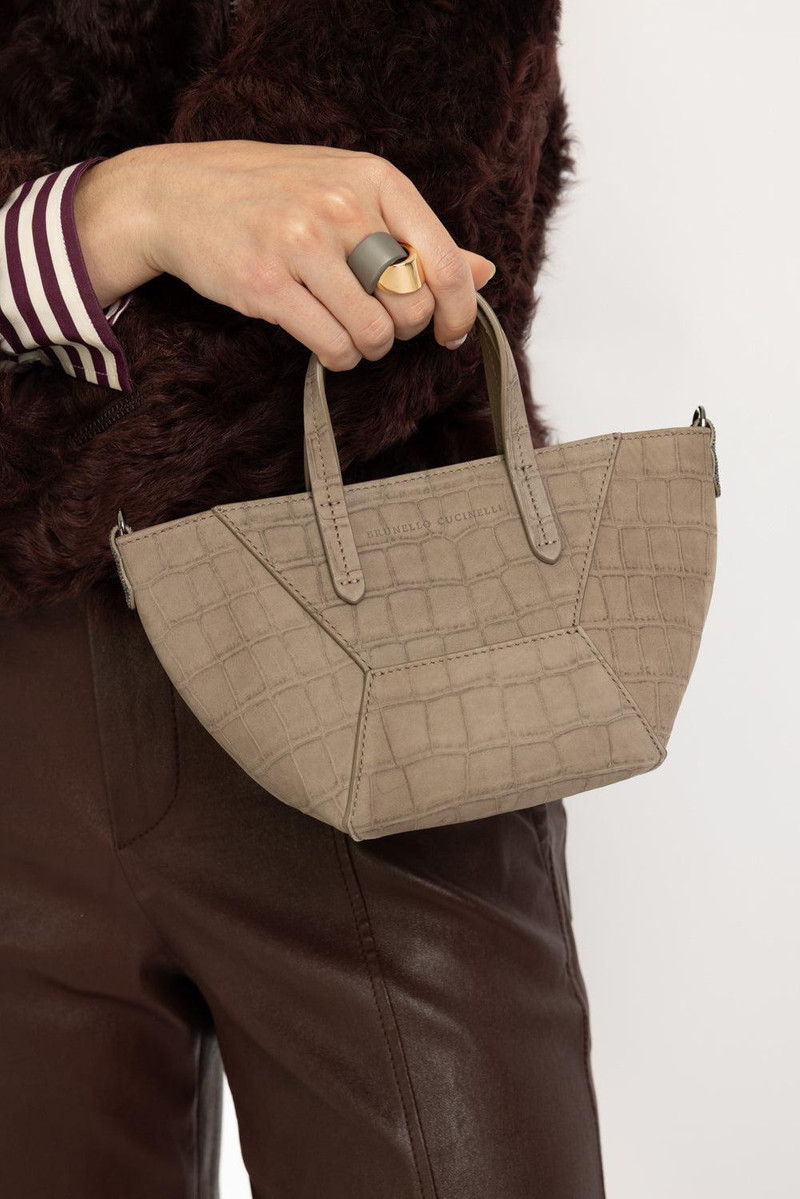 Brunello Cucinelli Mini BC Duo Bag - Chocolate Chip outlook