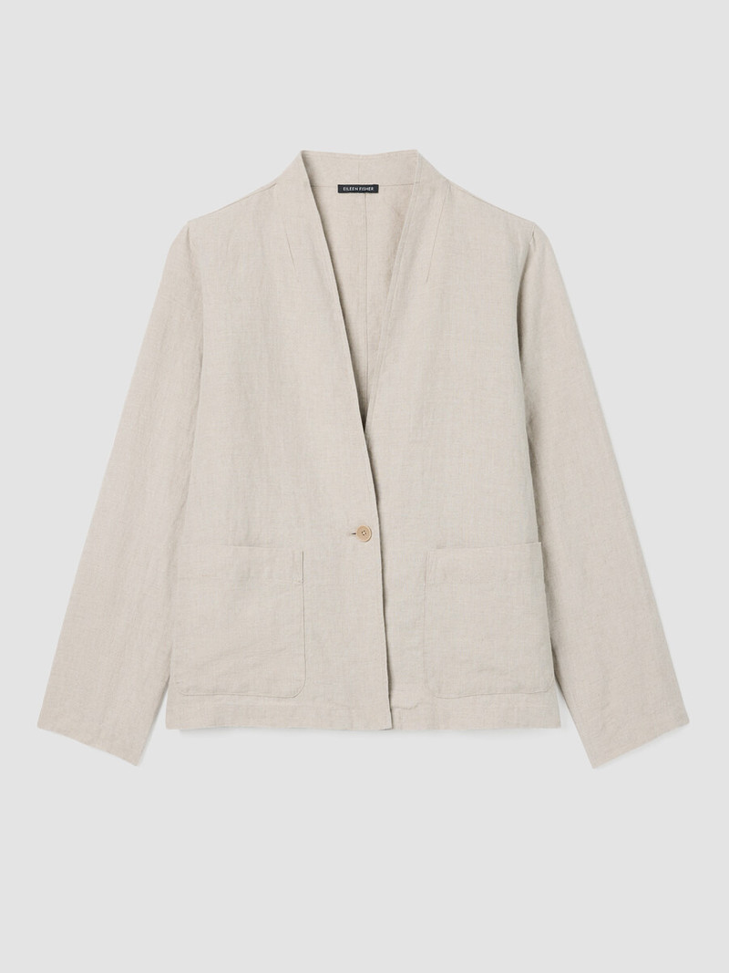 Organic Linen High Collar Jacket 1