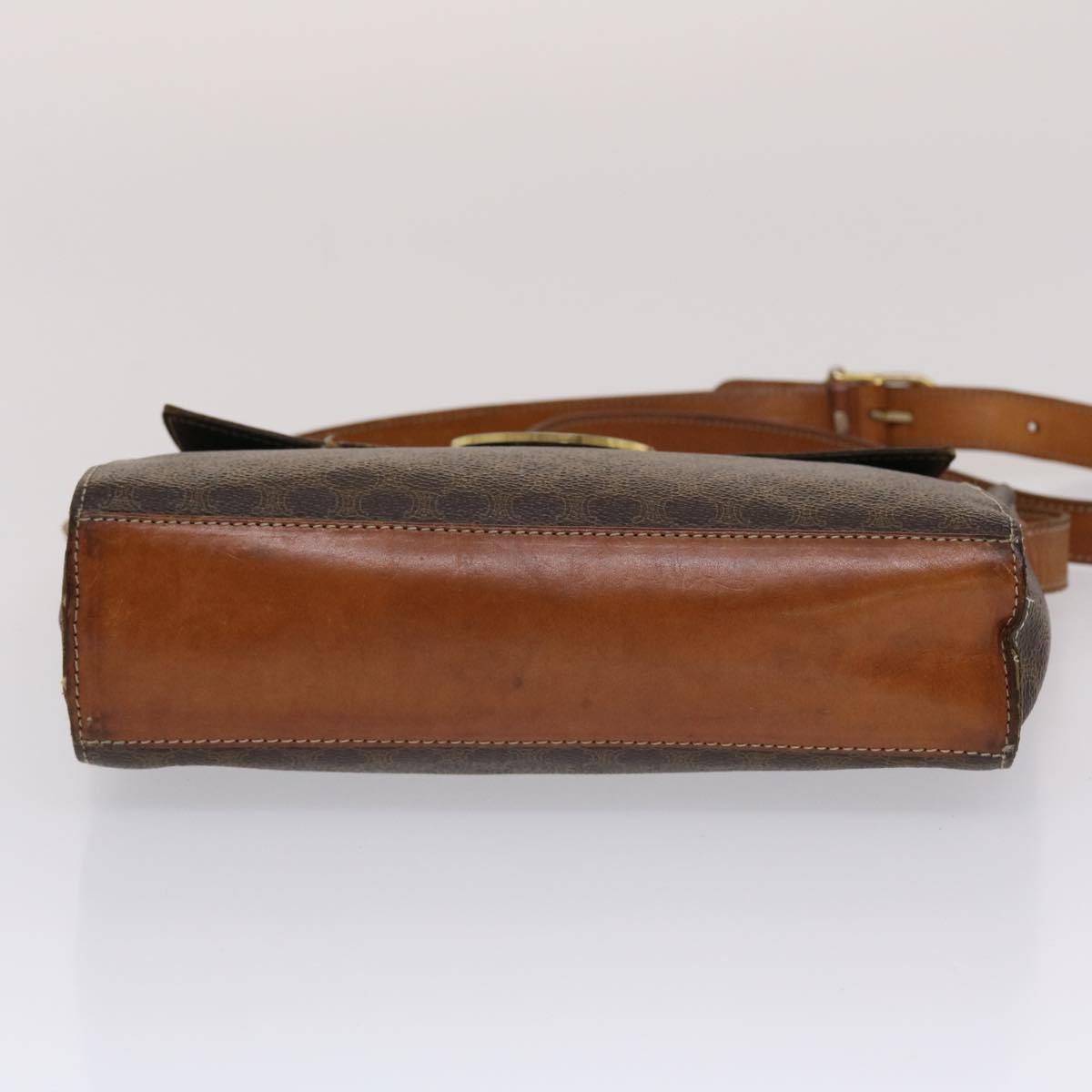 CELINE Macadam Canvas Shoulder Bag Pvc Leather Brown - 5