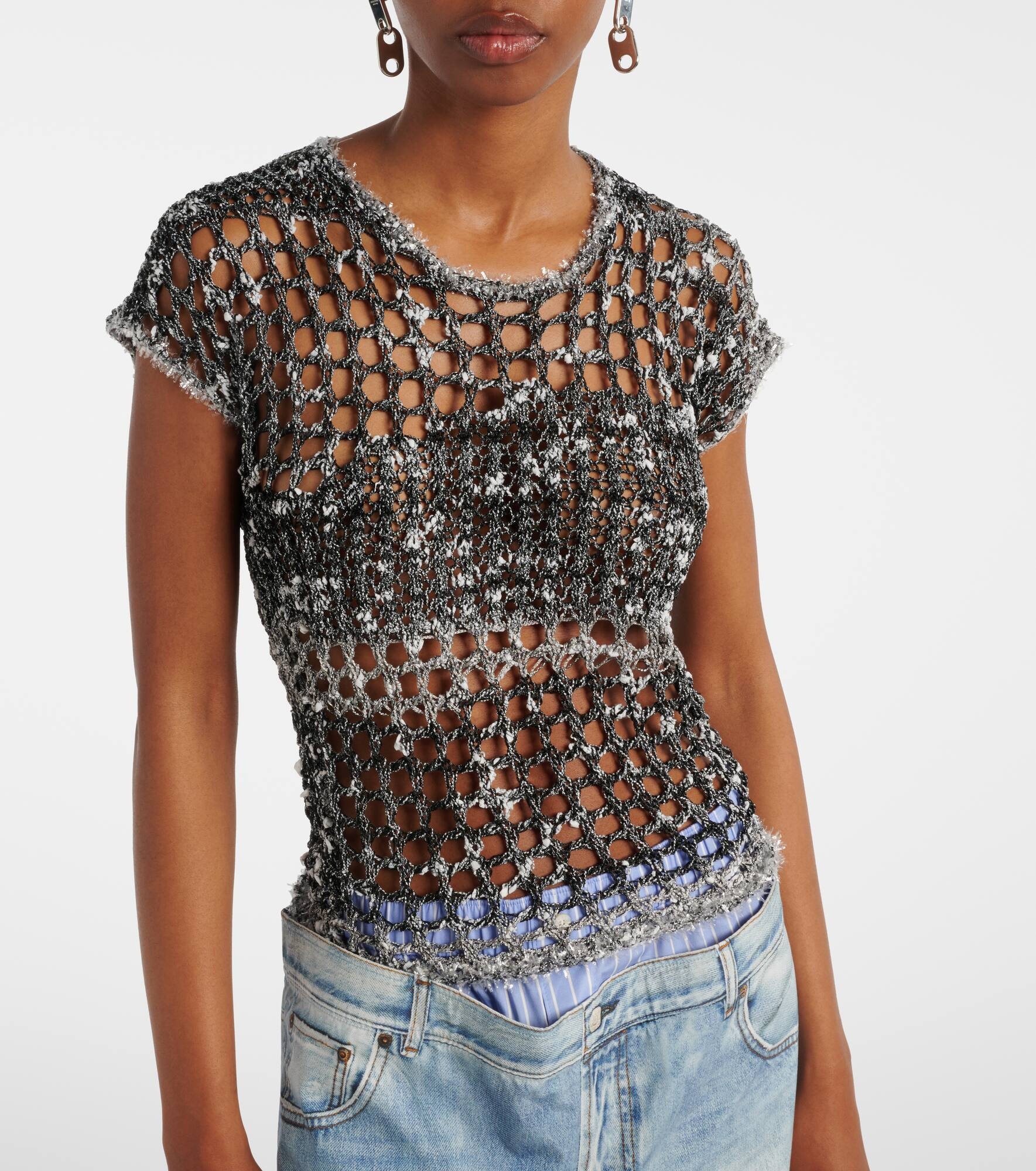 Metallic crochet T-shirt - 5