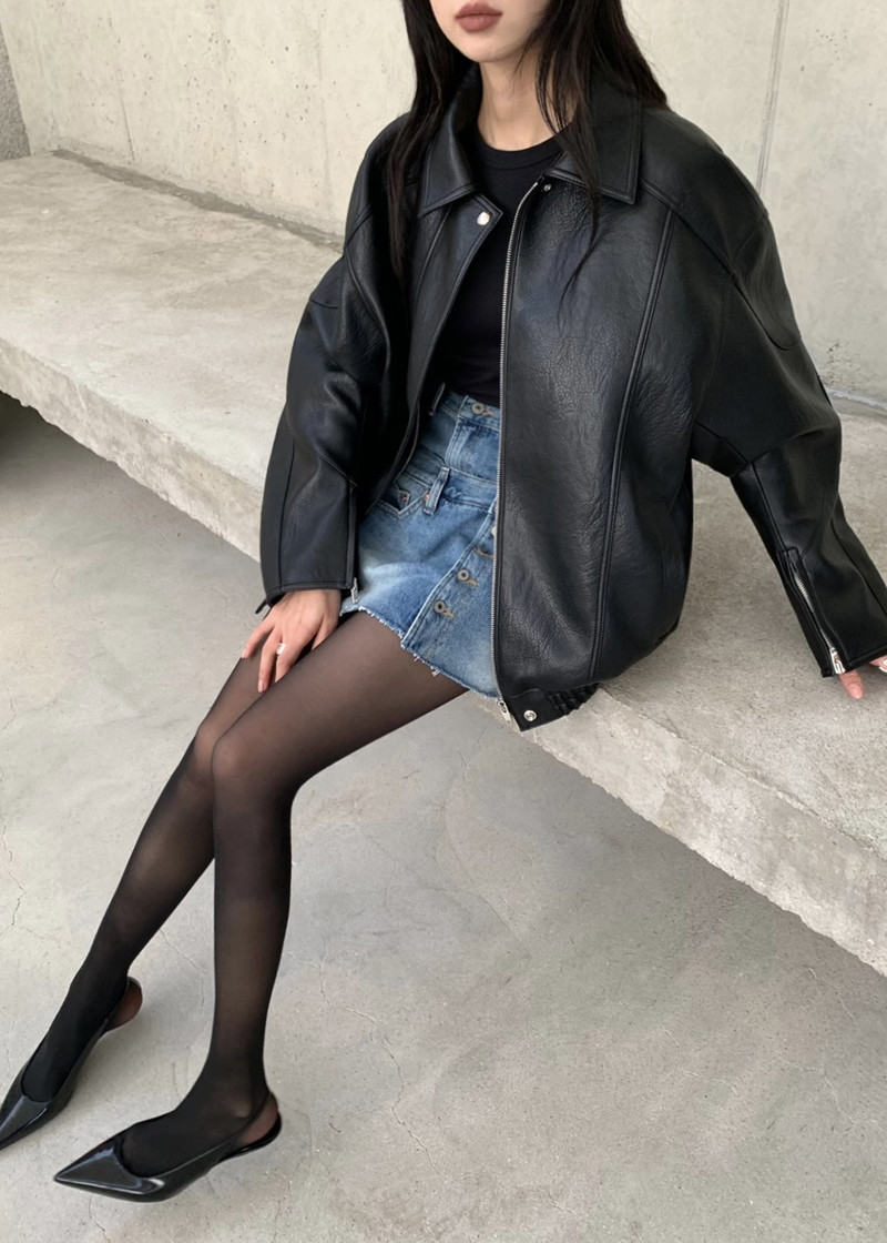 Enora Faux Leather Jacket - Black 3