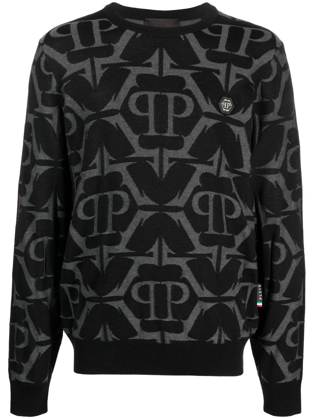 monogram-pattern wool-blend jumper - 1