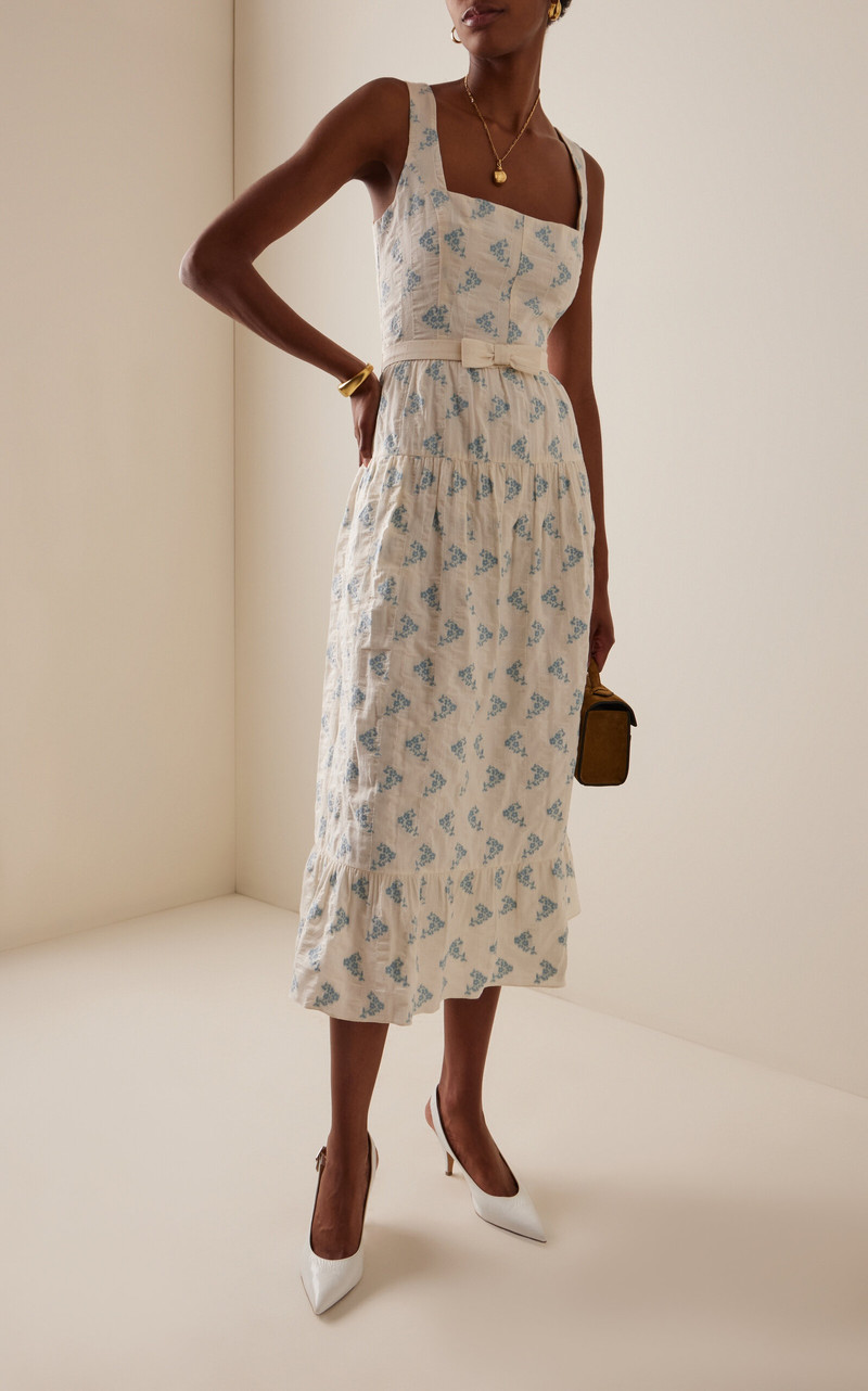 markarian Tiered Cotton Poplin Midi Dress multi outlook