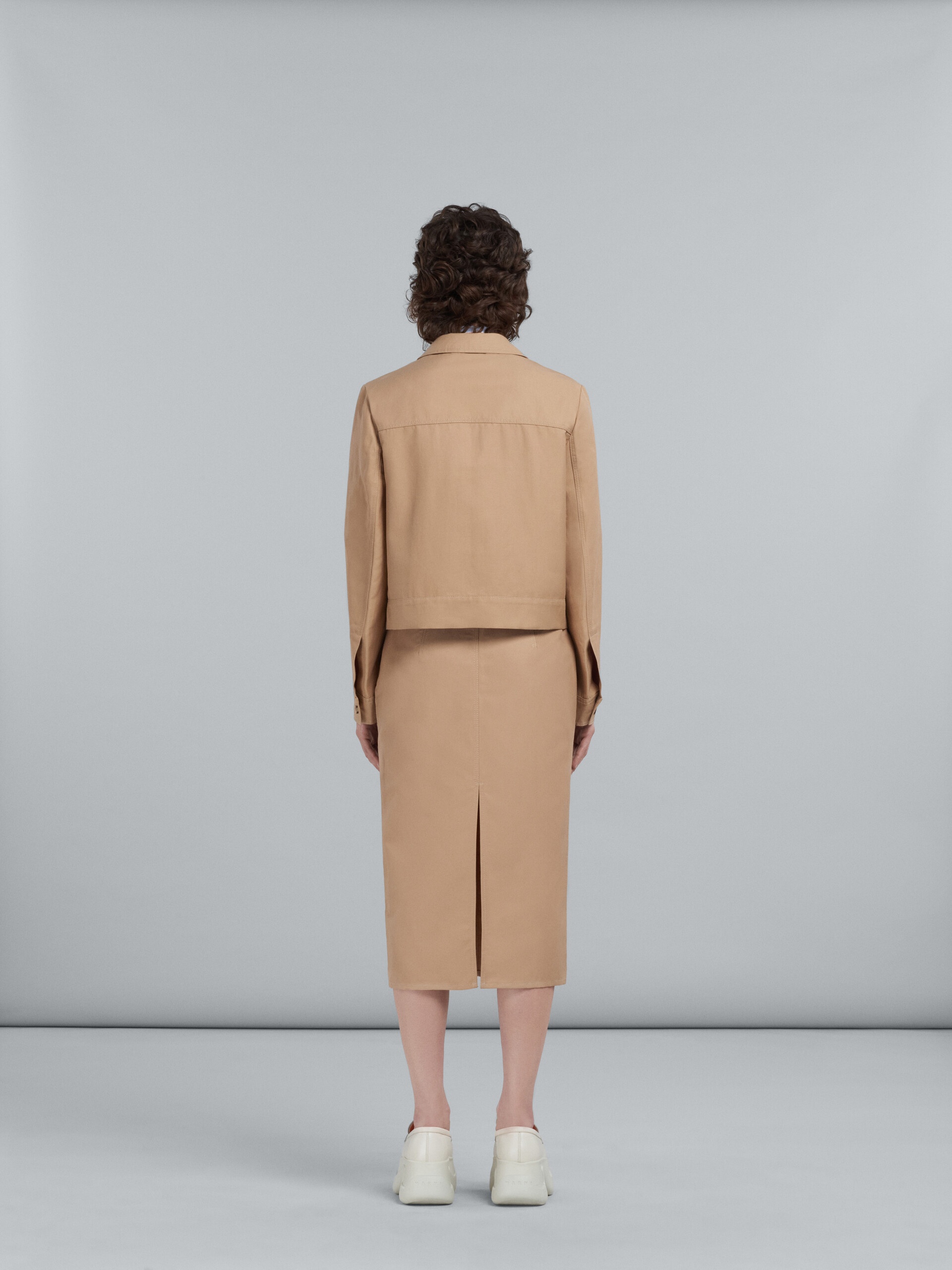 SHORT BEIGE JACKET IN TECHNICAL COTTON-LINEN - 3