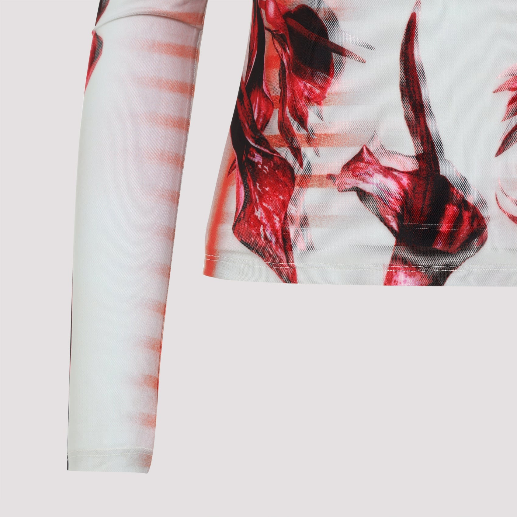 Jean Paul Gaultier Layered Long Sleeves Top Printed "Flower Body Morphing Mariniere" Women - 4