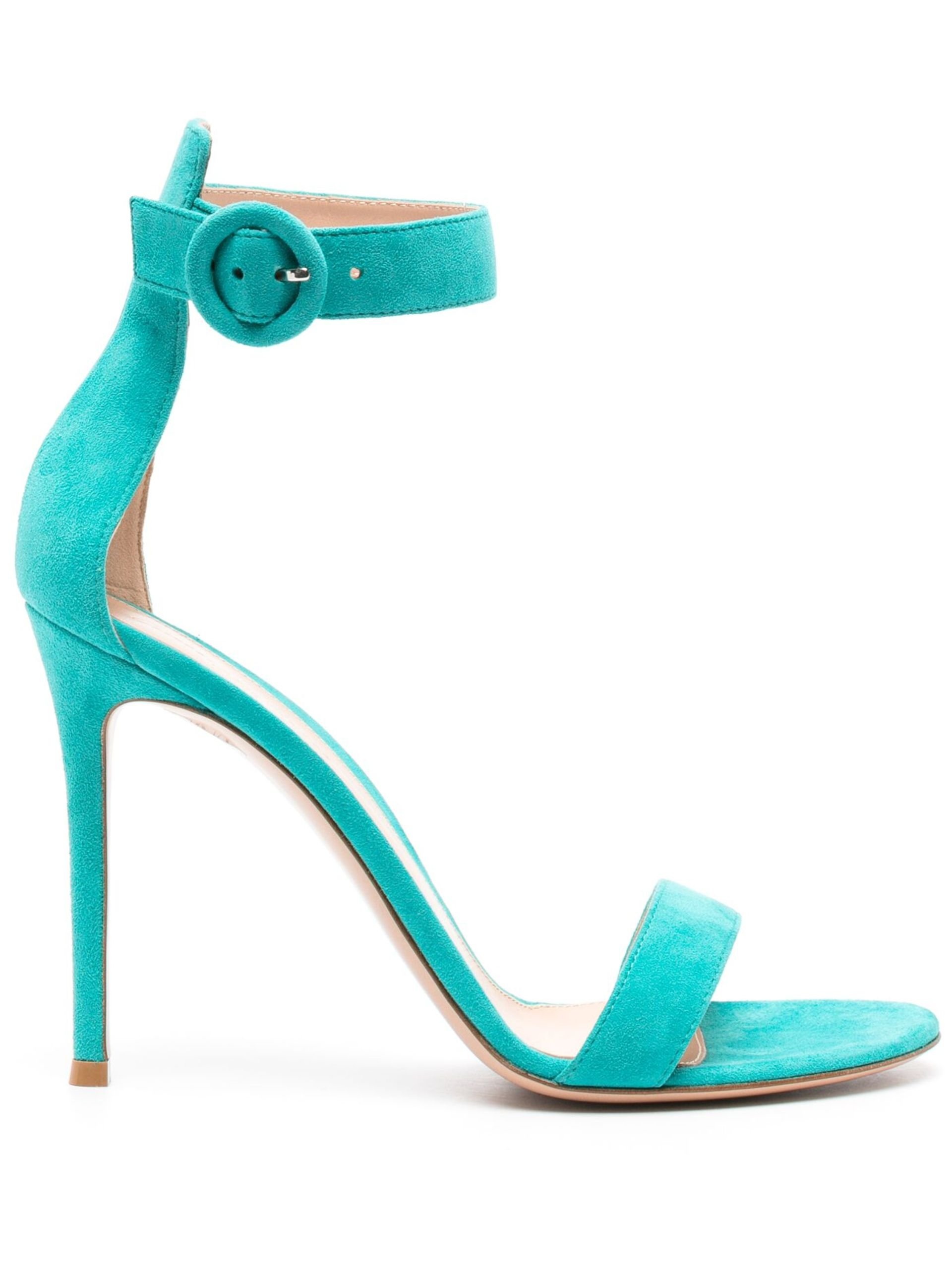 Turquoise Portofino 105mm Suede Sandals - 1