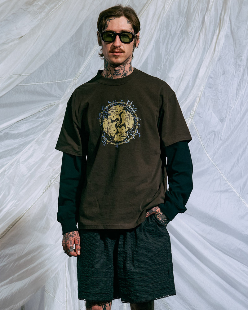 BRAIN DEAD Yin Yang Run T-shirt - Brown outlook