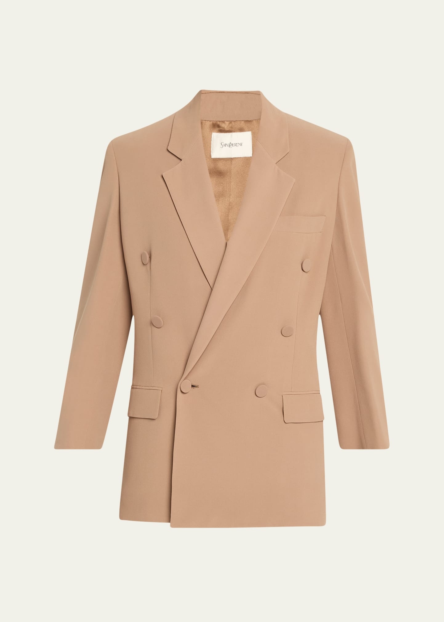Double-Breasted Silk Wrap Blazer - 1