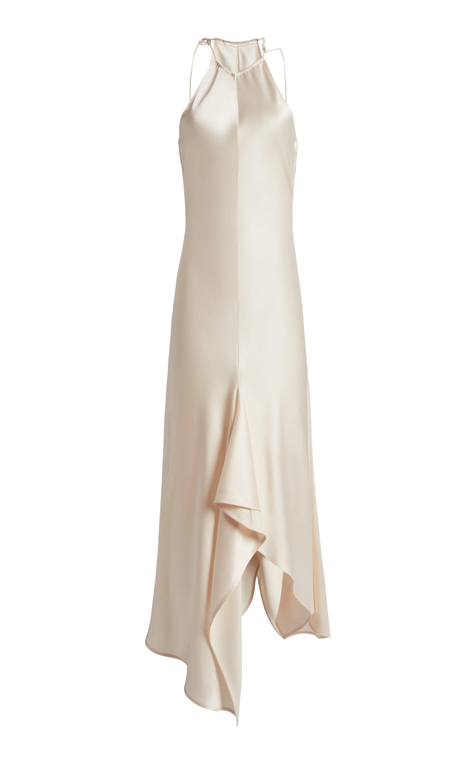 Draped Satin Halter Midi Dress off-white - 1