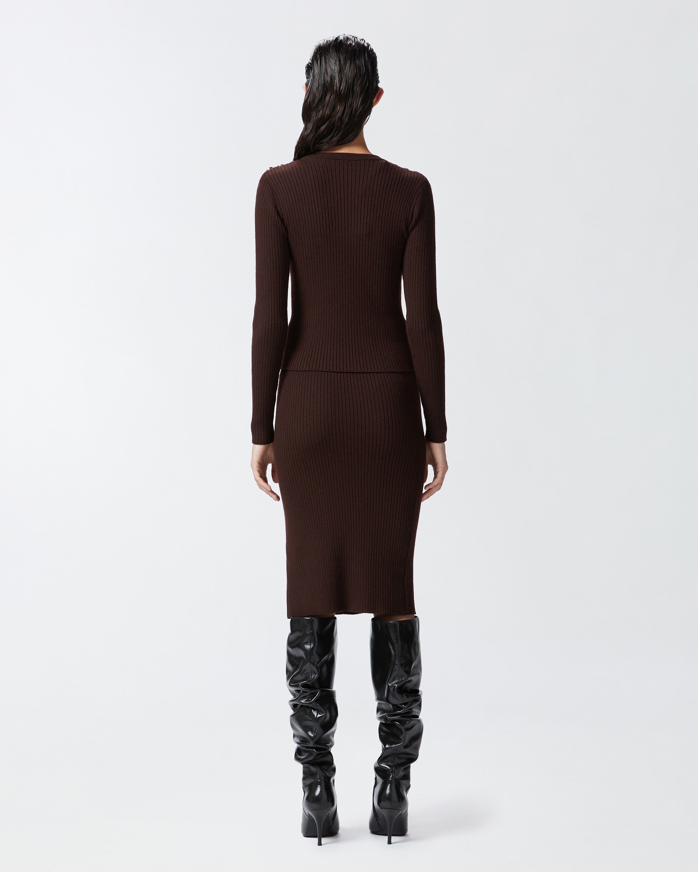 RIBBED CALF-LENGTH SKIRT WITH BUTTONS - 4