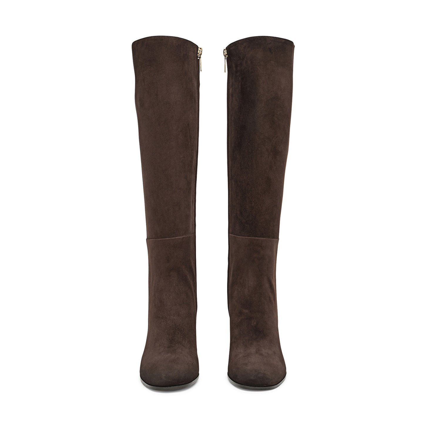 Women's dark brown suede high-heel boot - 4