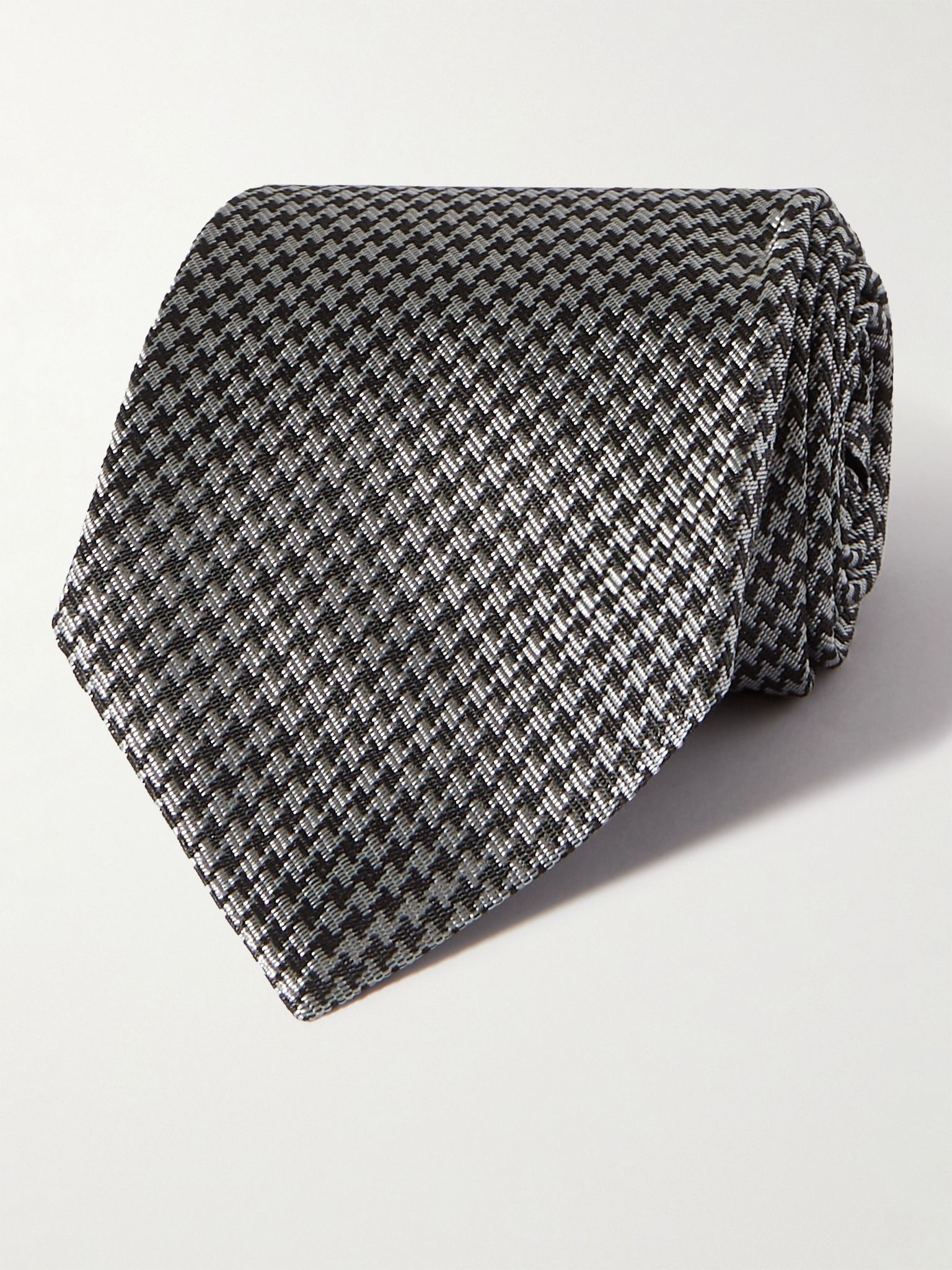 8cm Houndstooth Silk-Blend Jacquard Tie - 1