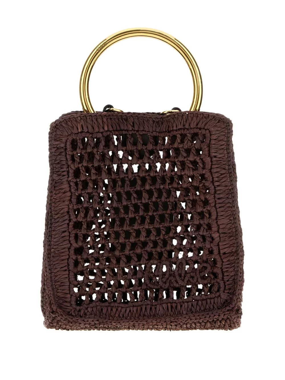 raffia circle-handle tote bag - 1
