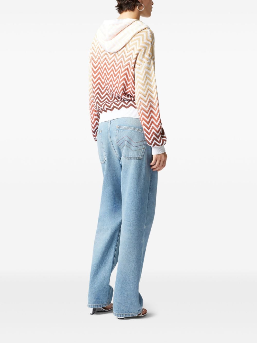 chevron-knit hoodie - 3