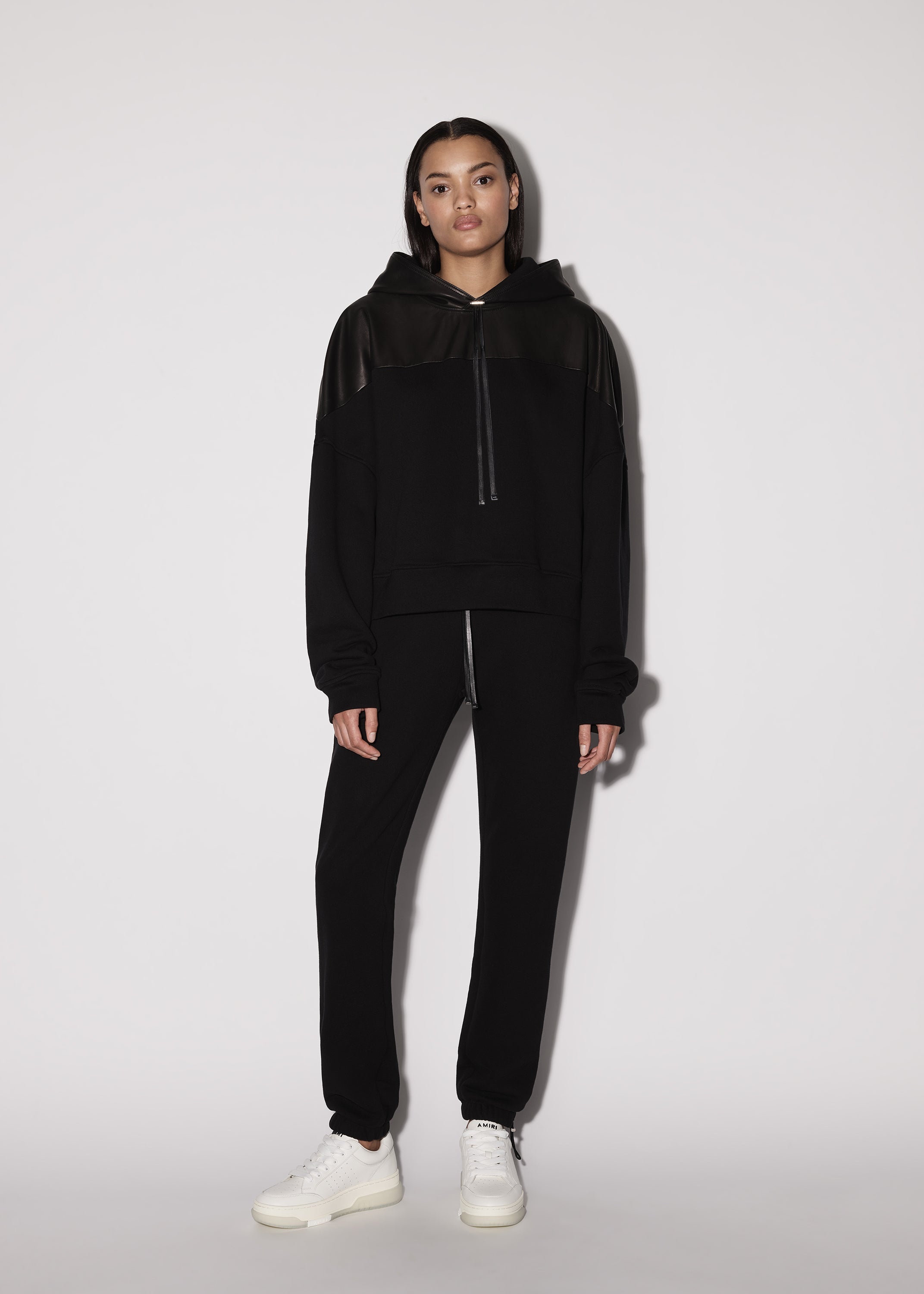 LEATHER HYBRID HOODIE - 2