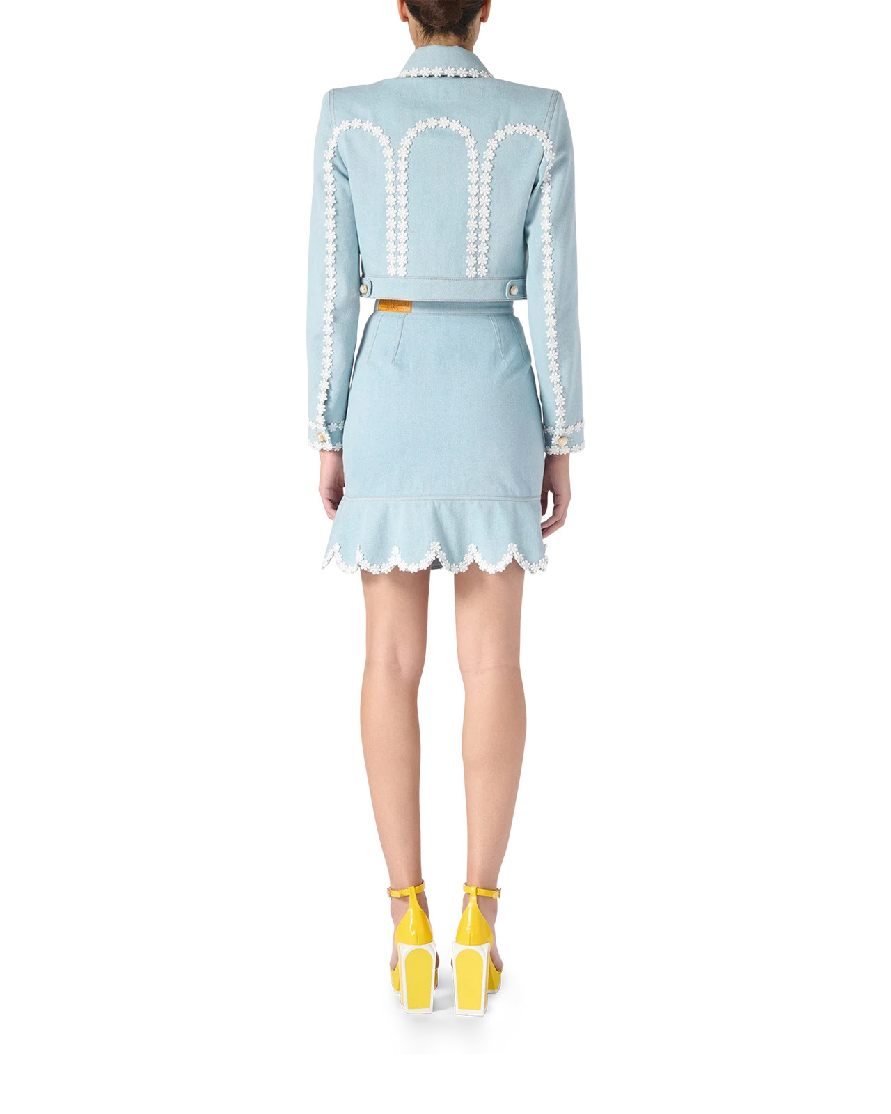 Scalloped Hem Denim Mini Skirt - 4